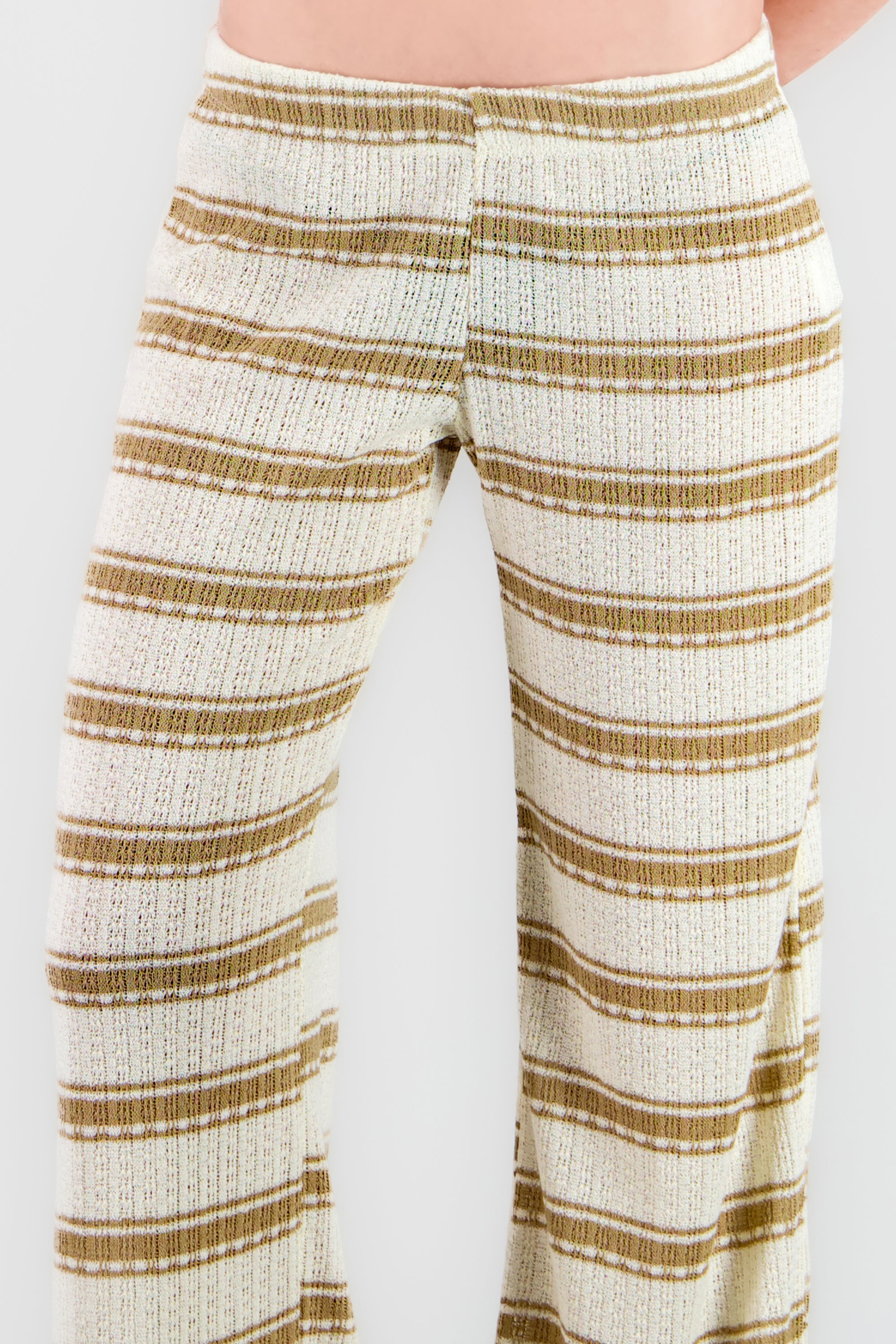Pantalon crochet rayas amplio HUESO COMBO