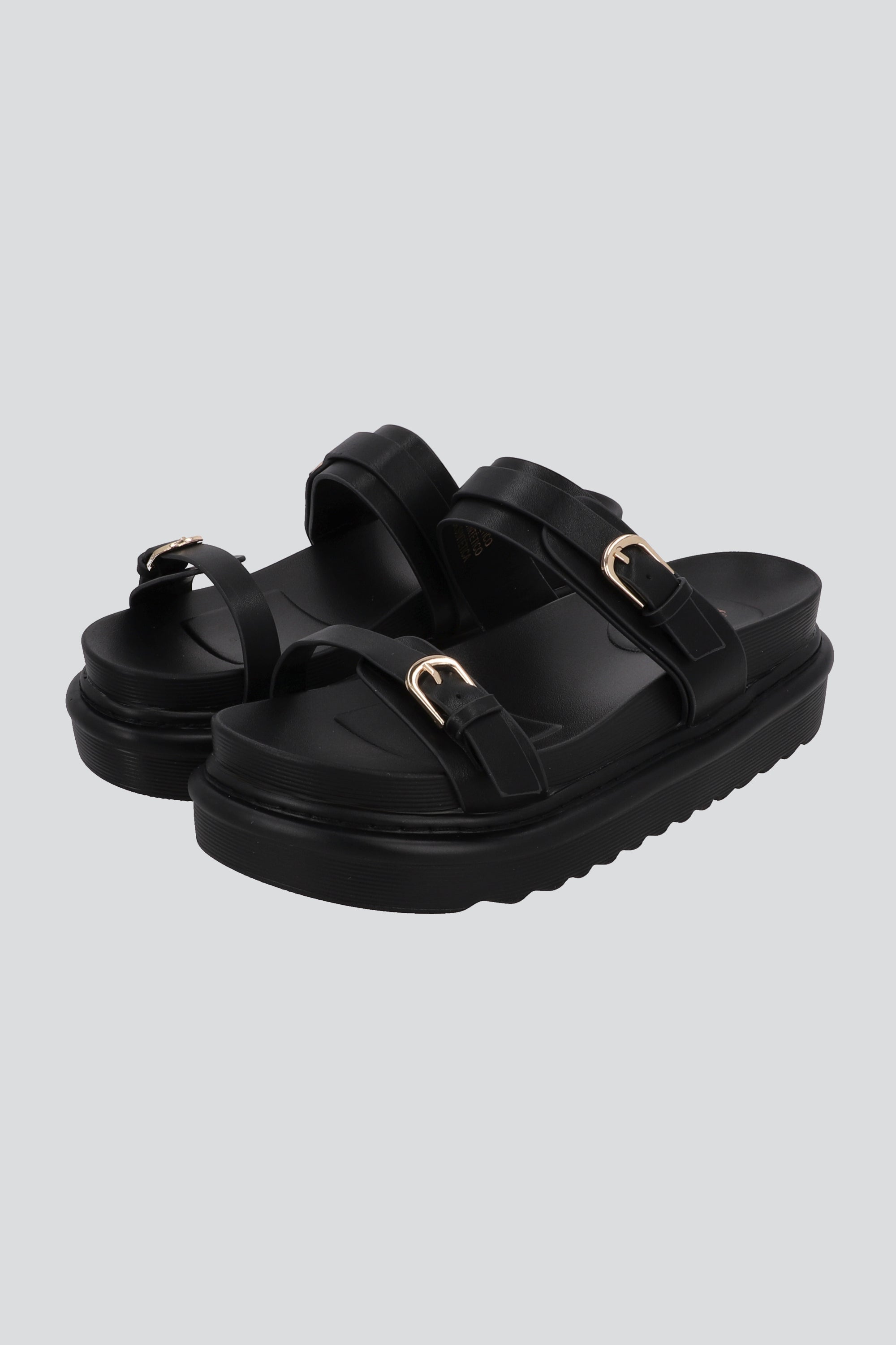 SANDALIA DOS TIRAS SUELA ANCHA NEGRO