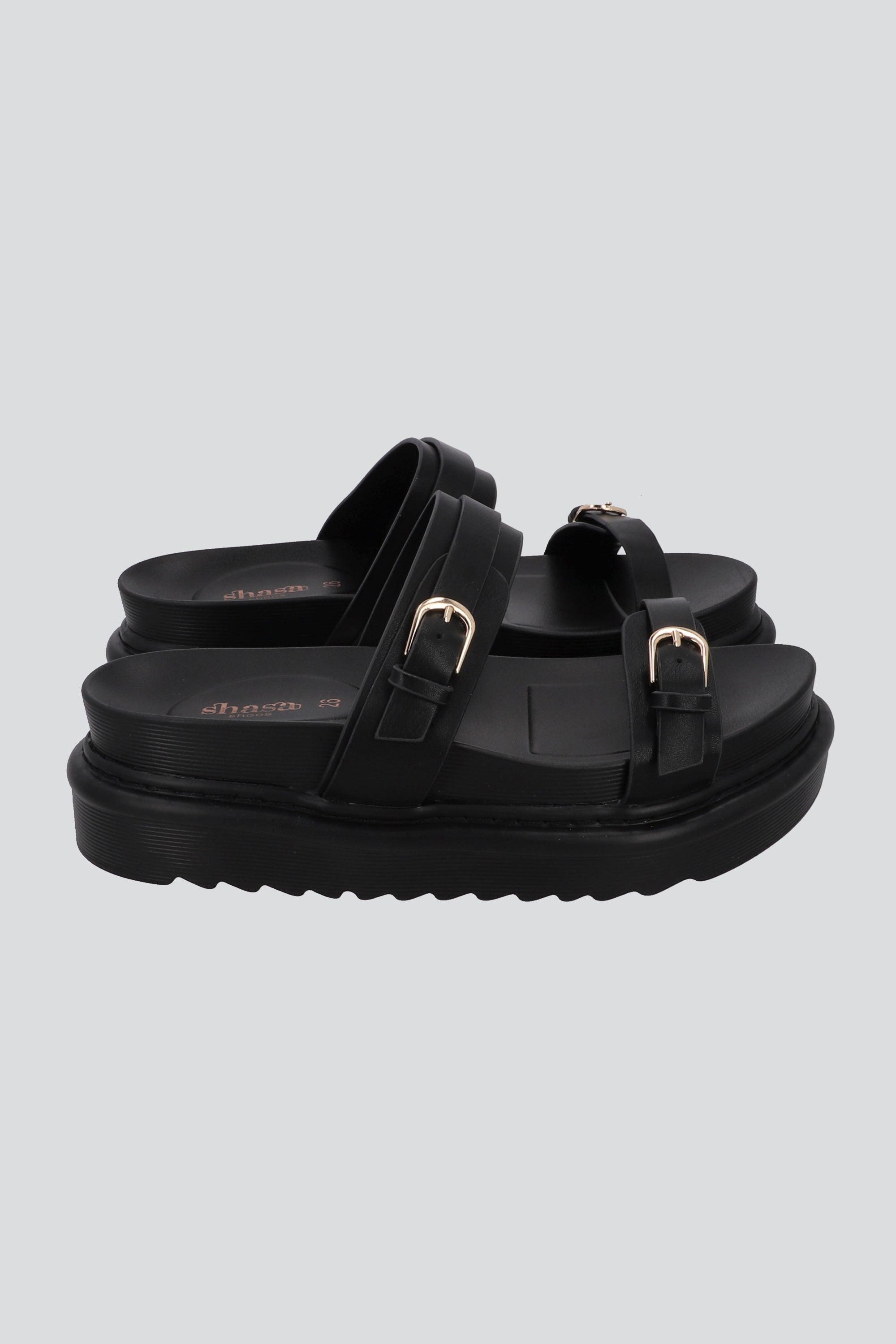 SANDALIA DOS TIRAS SUELA ANCHA NEGRO