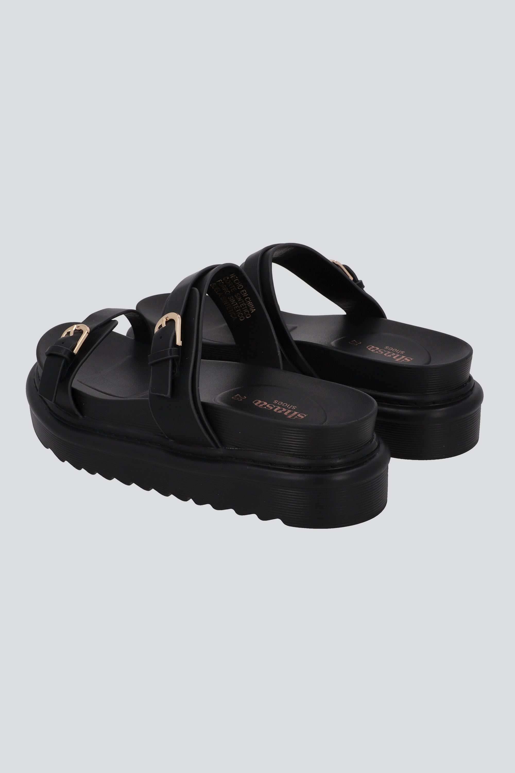 SANDALIA DOS TIRAS SUELA ANCHA NEGRO