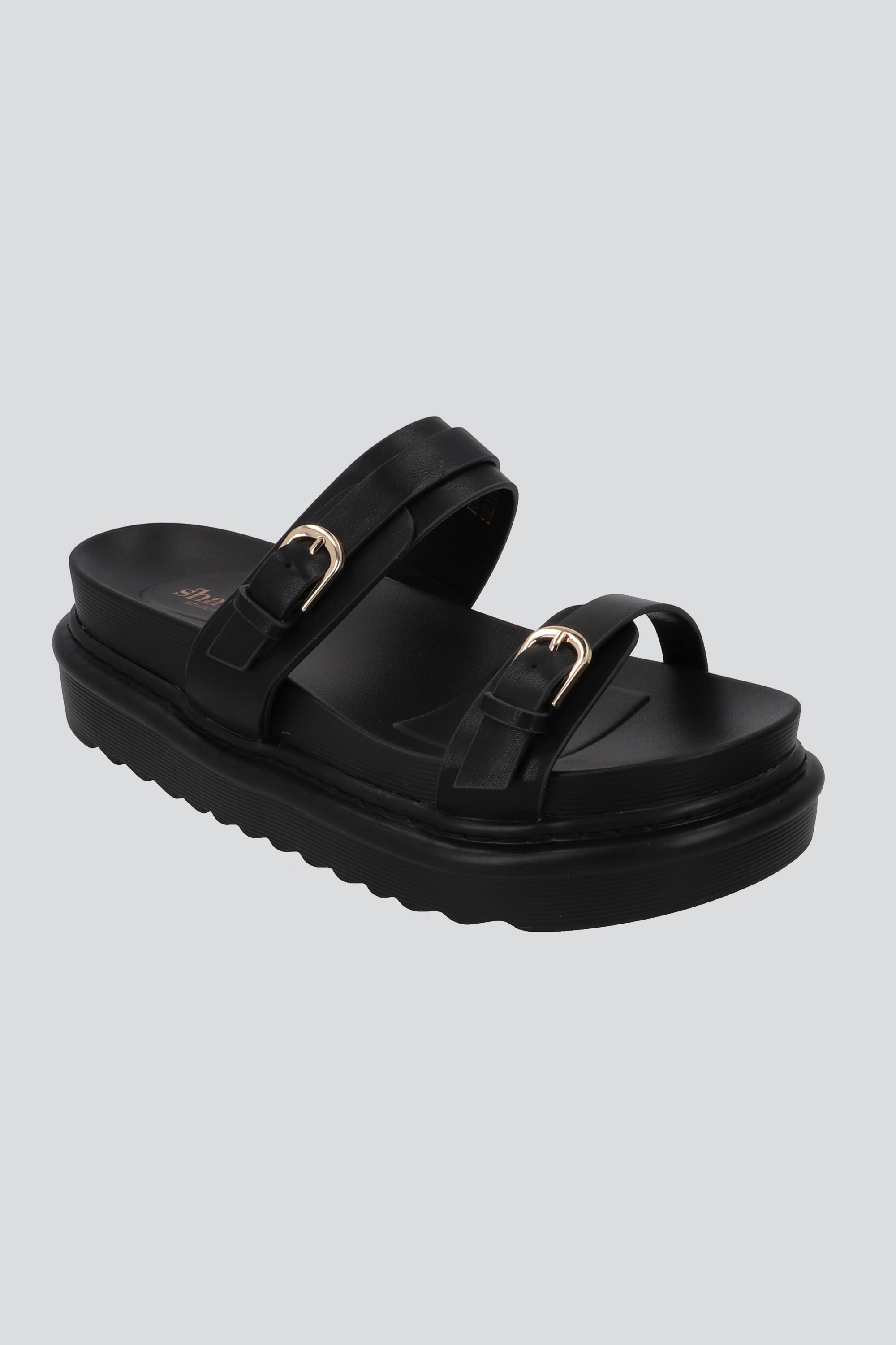 SANDALIA DOS TIRAS SUELA ANCHA NEGRO
