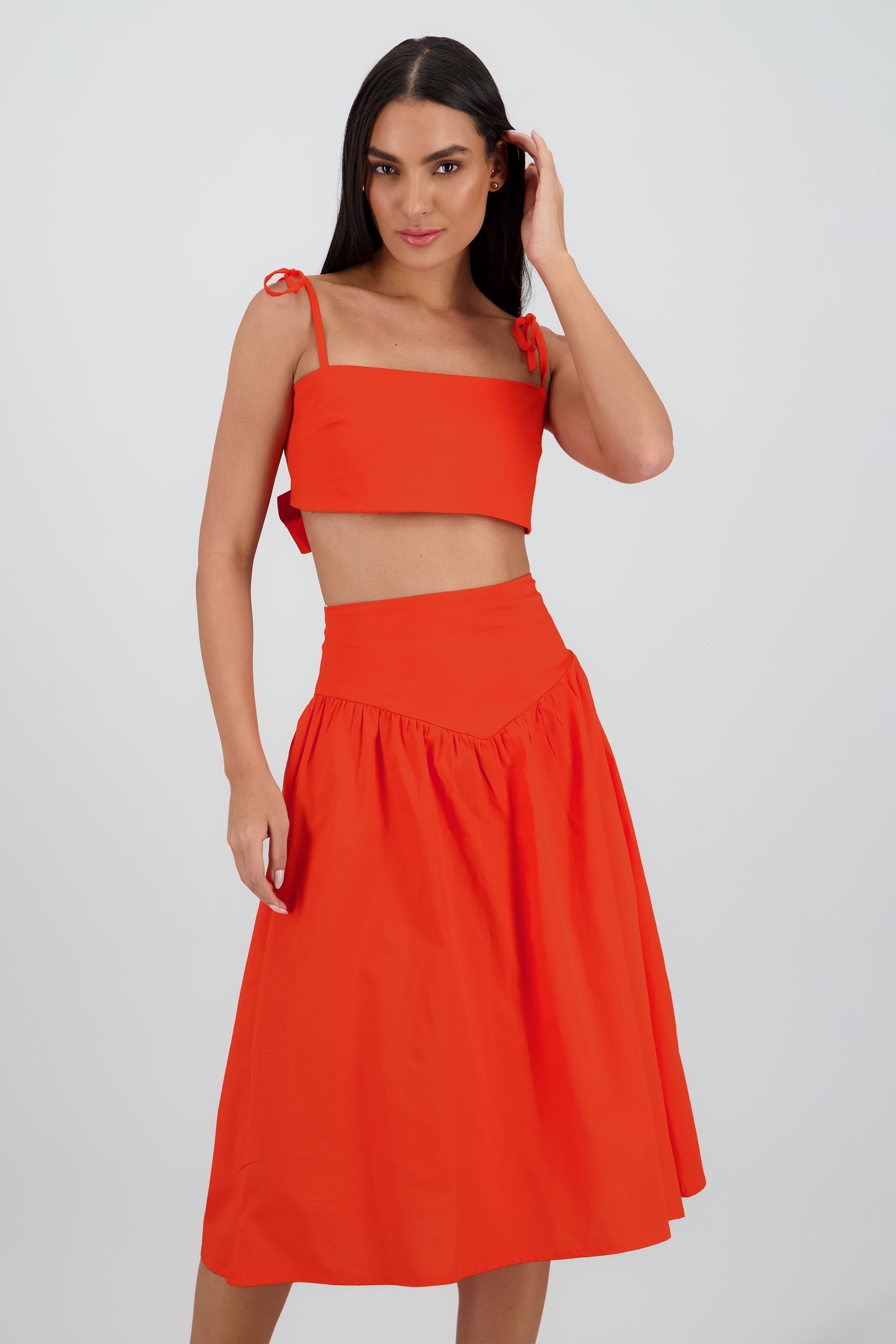Top nudo tirantes moños ROJO TOMATE