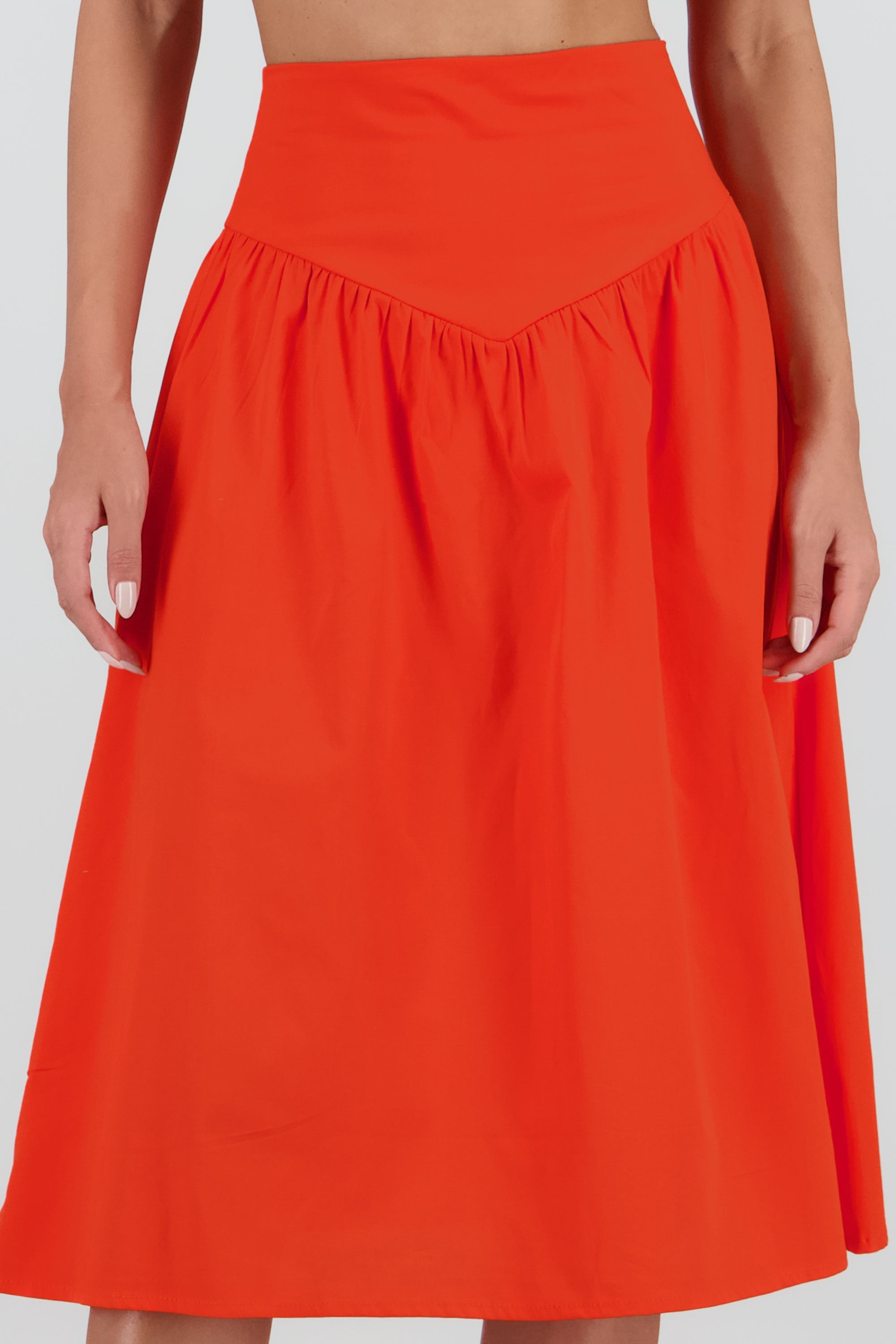 Falda midi pretina ancha ROJO TOMATE
