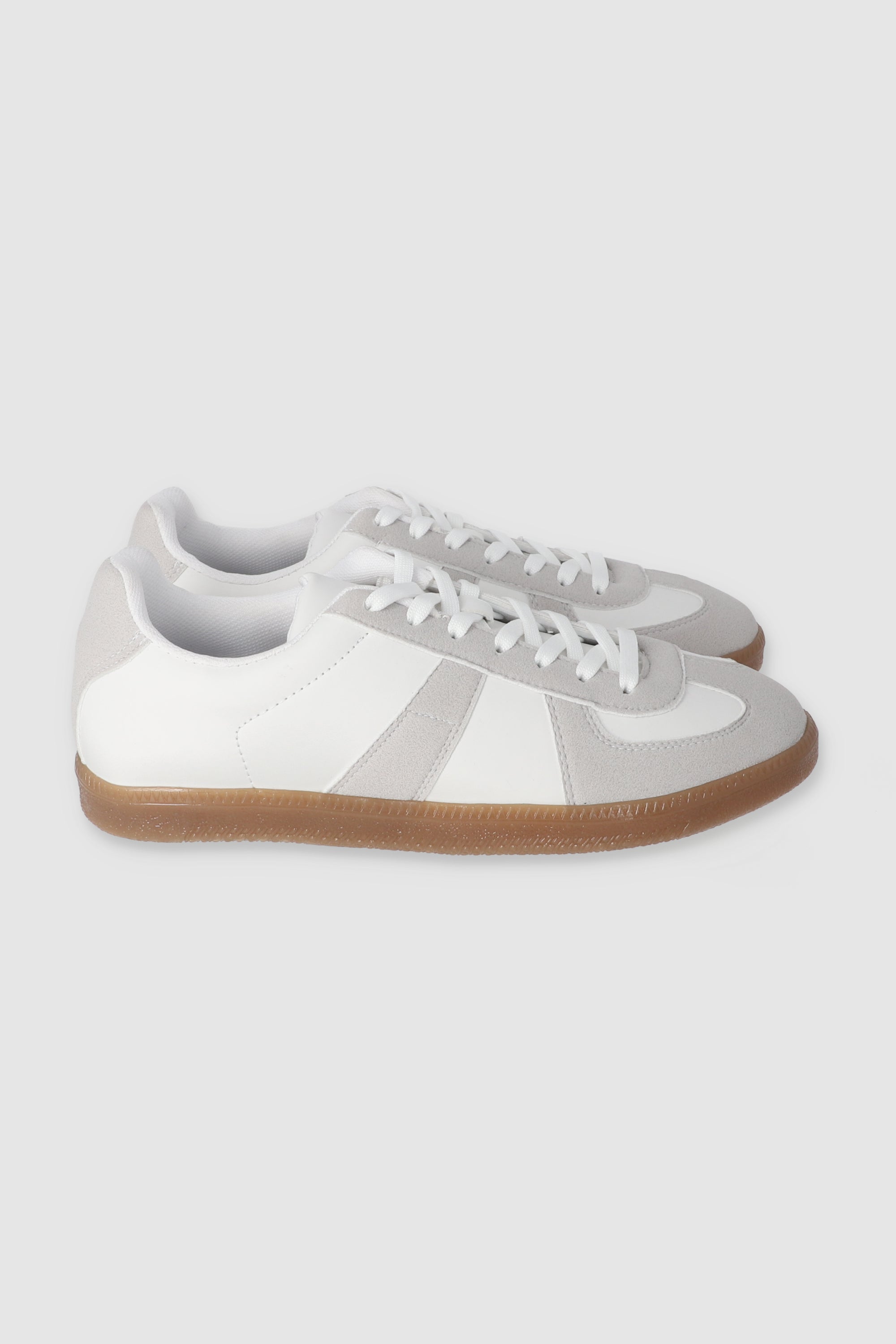 Tenis casual contraste materiales BLANCO