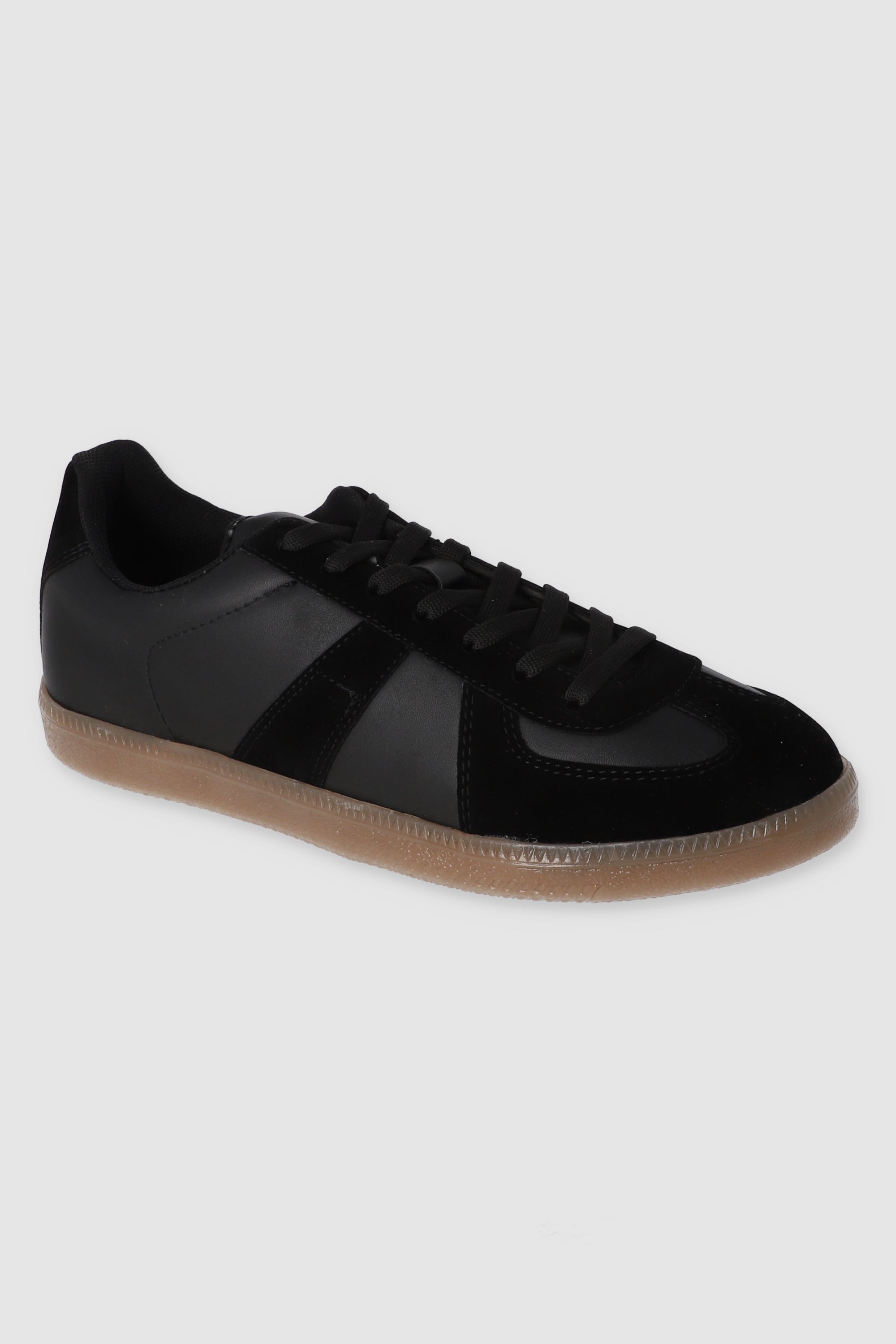 Tenis casual contraste materiales NEGRO