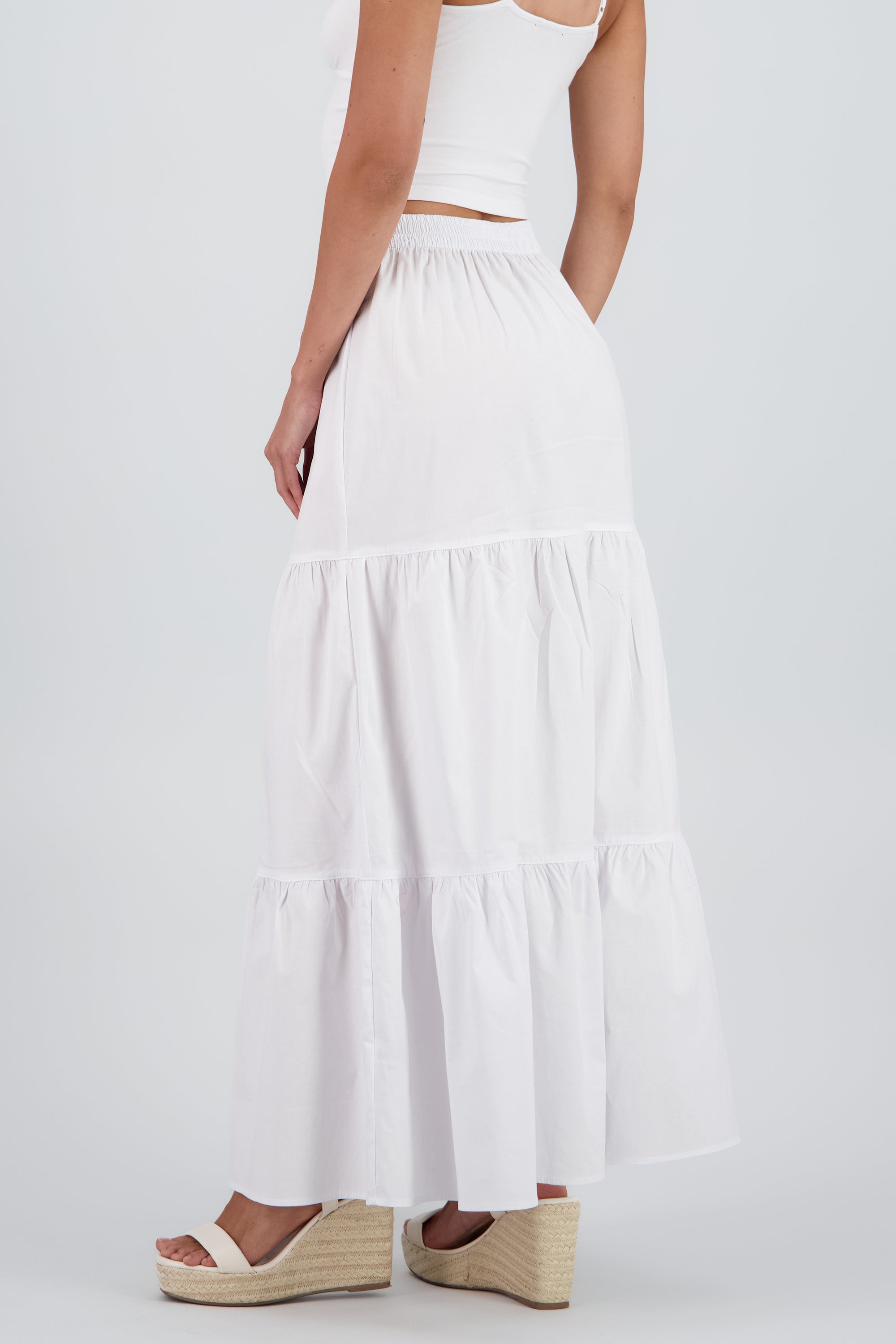 Falda maxi detalle olanes BLANCO