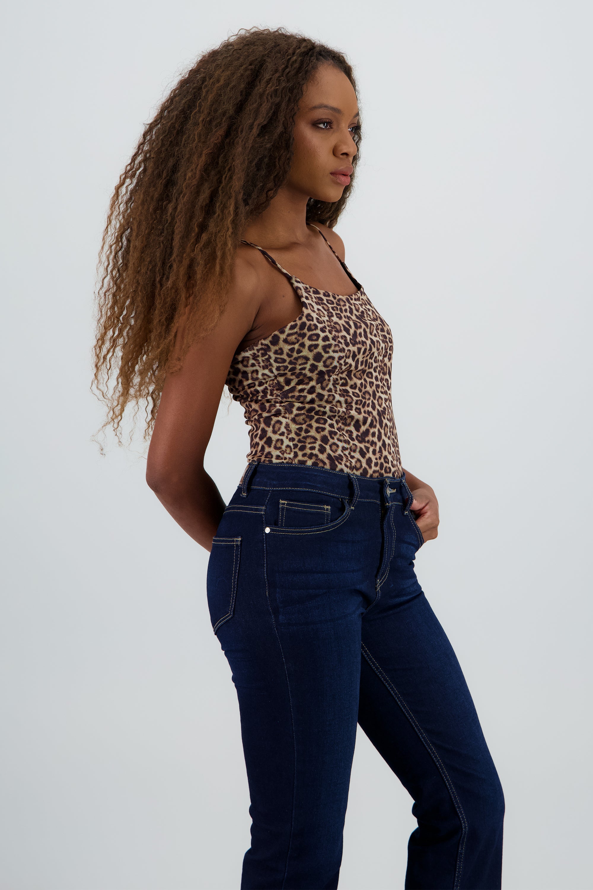 Body tirantes escote redondo animal print CAFE COMBO