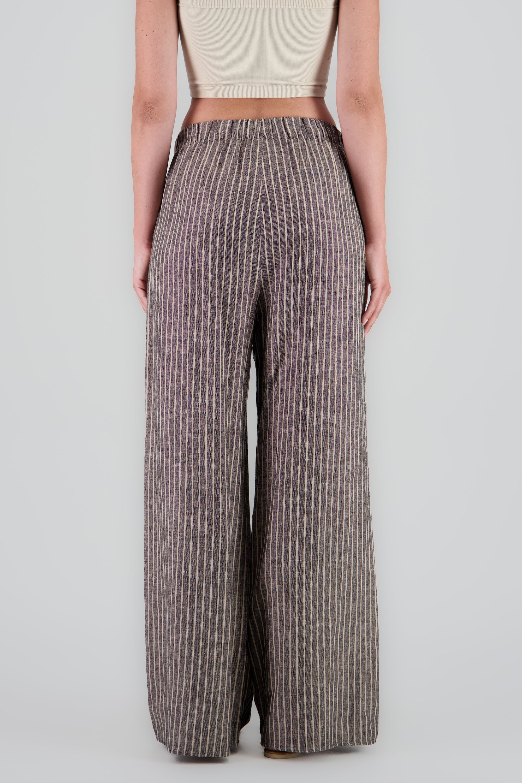 Pantalon amplio rayas GRIS COMBO