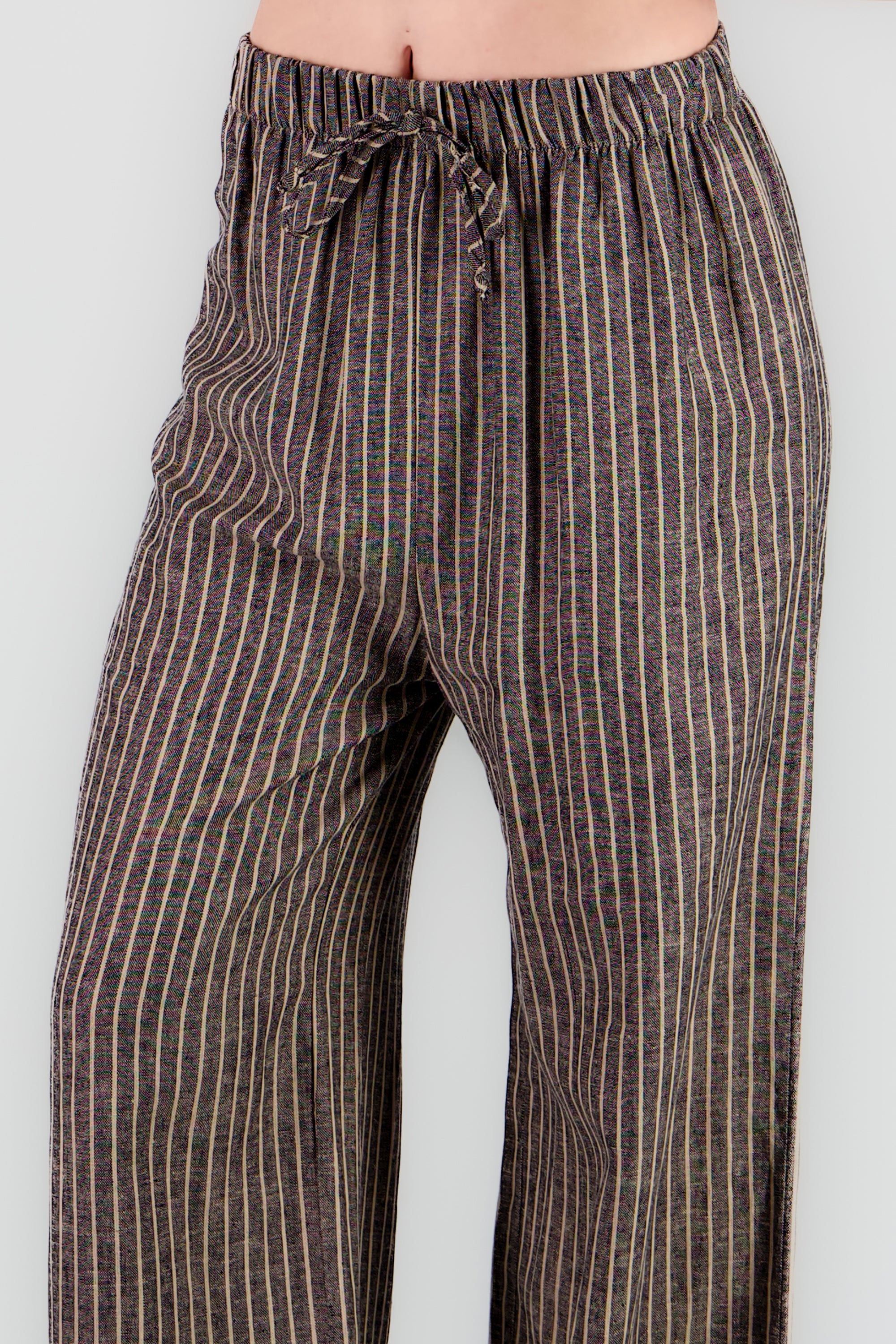 Pantalon amplio rayas GRIS COMBO