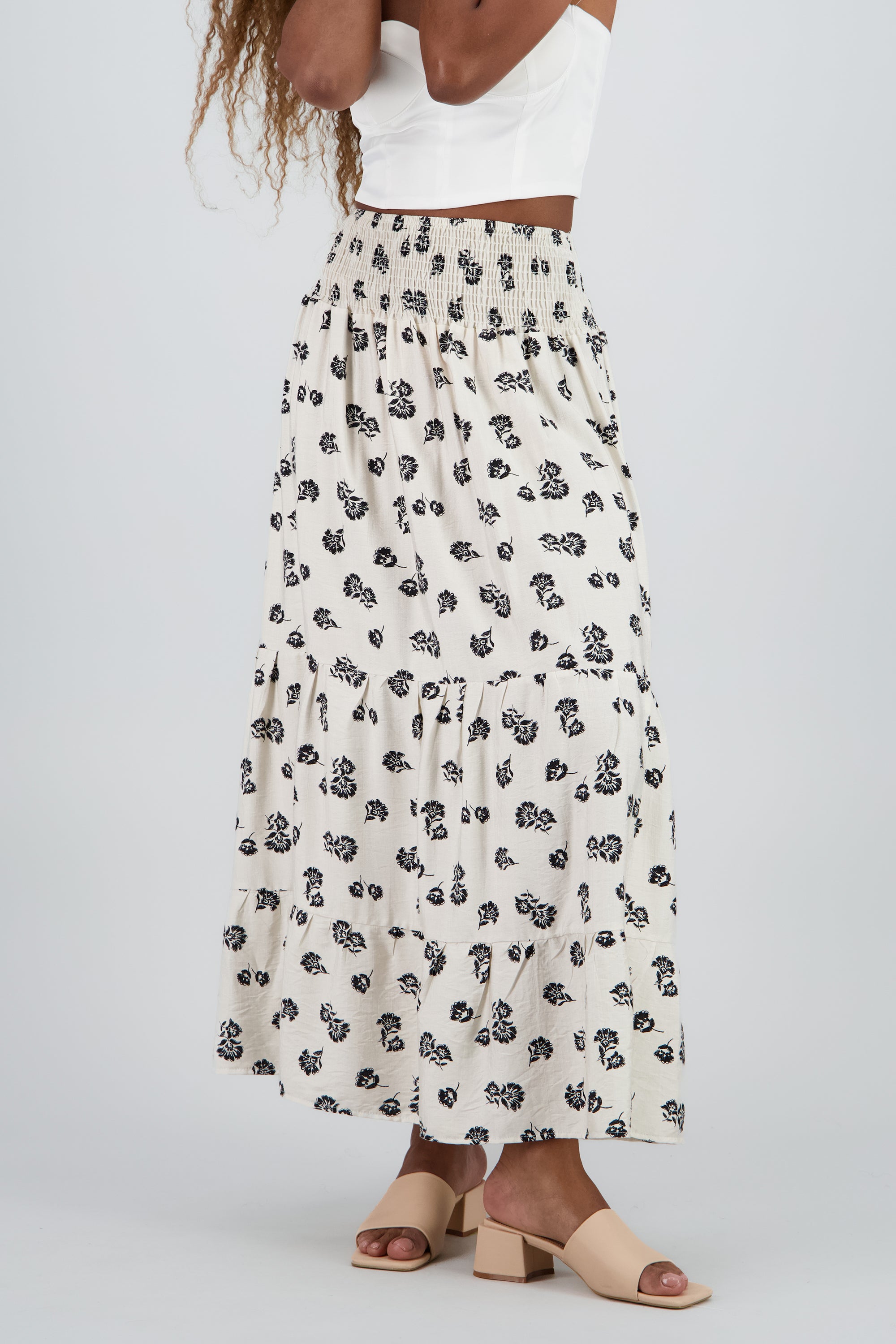 Falda maxi olanes estampado BLANCO COMBO
