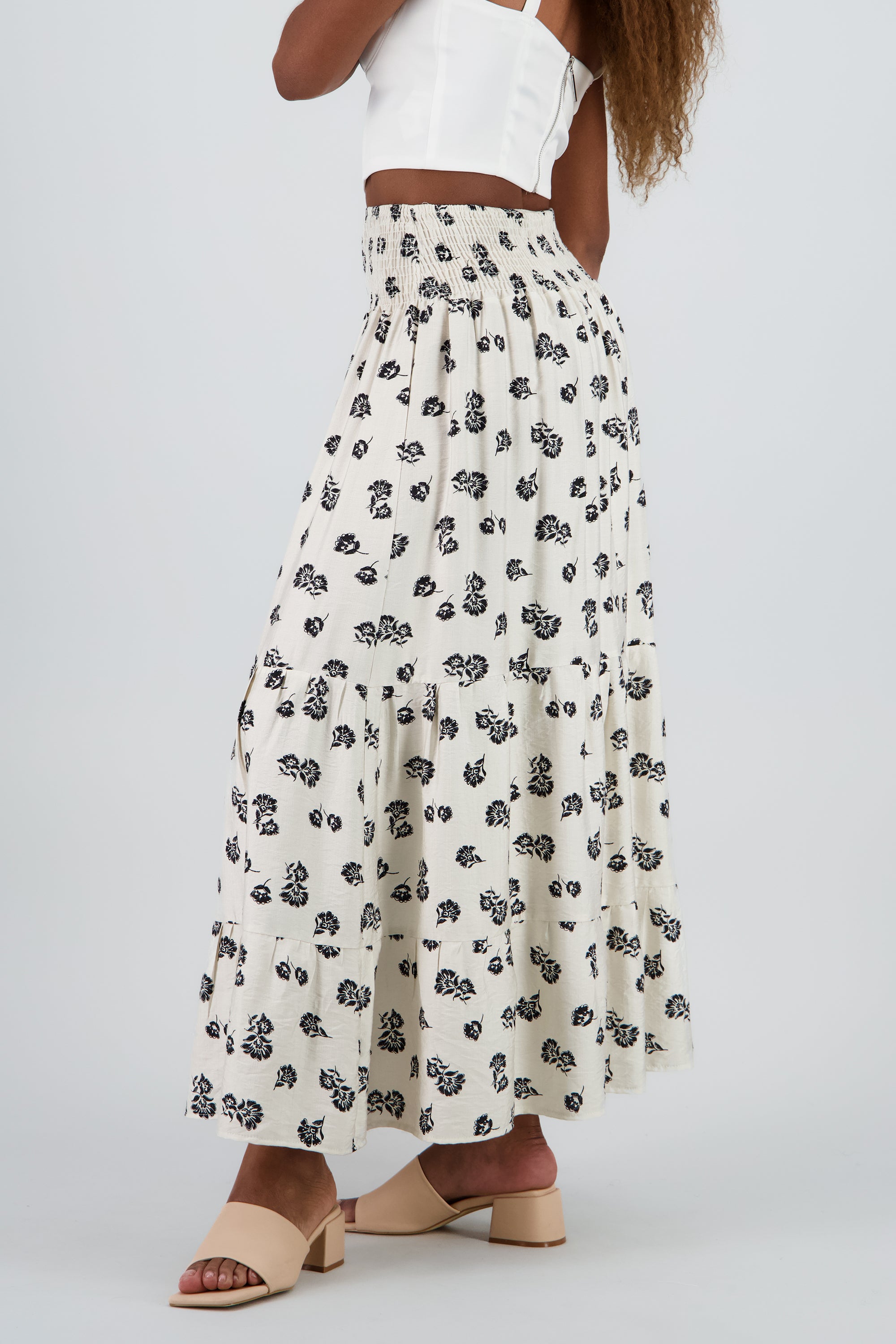 Falda maxi olanes estampado BLANCO COMBO