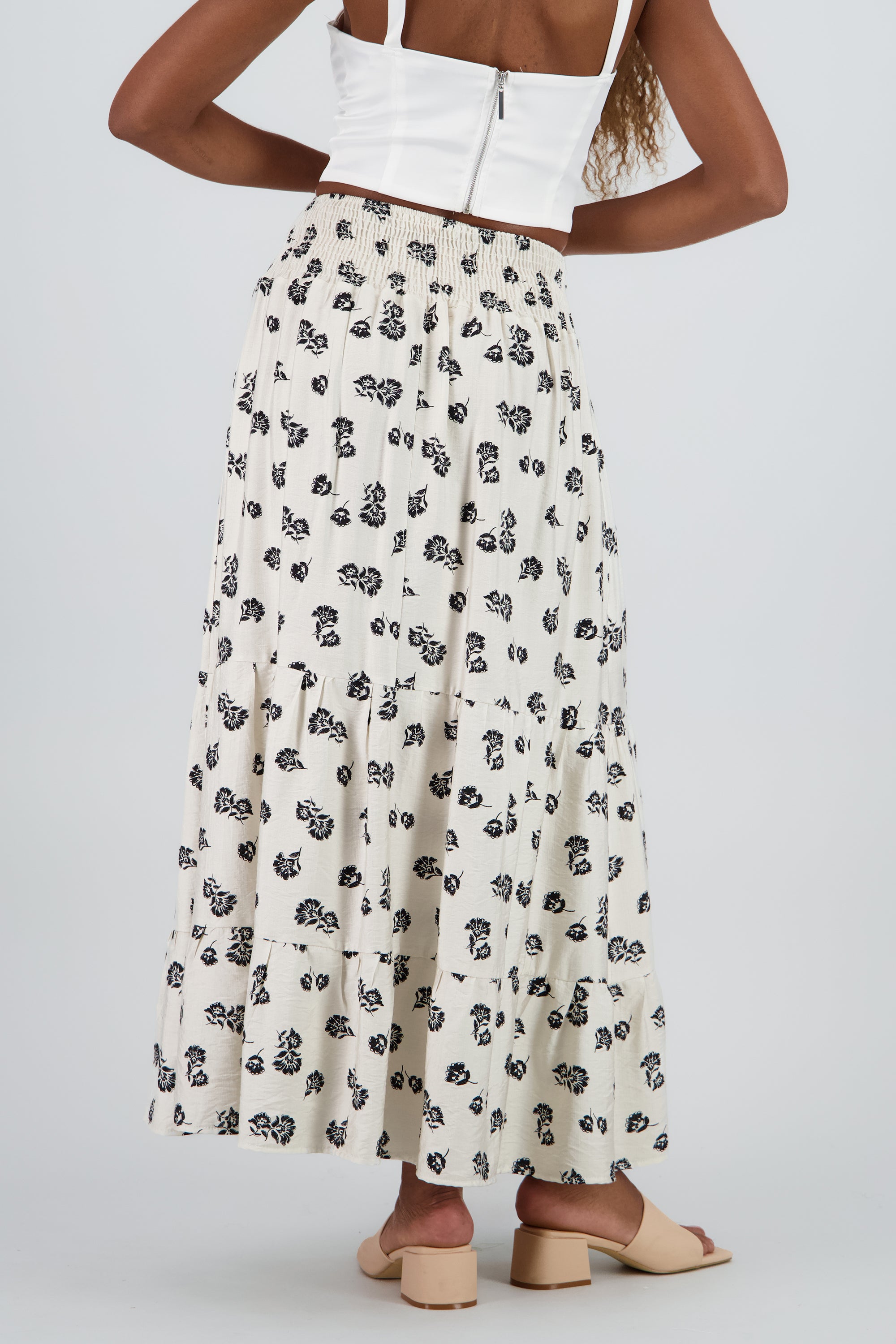 Falda maxi olanes estampado BLANCO COMBO