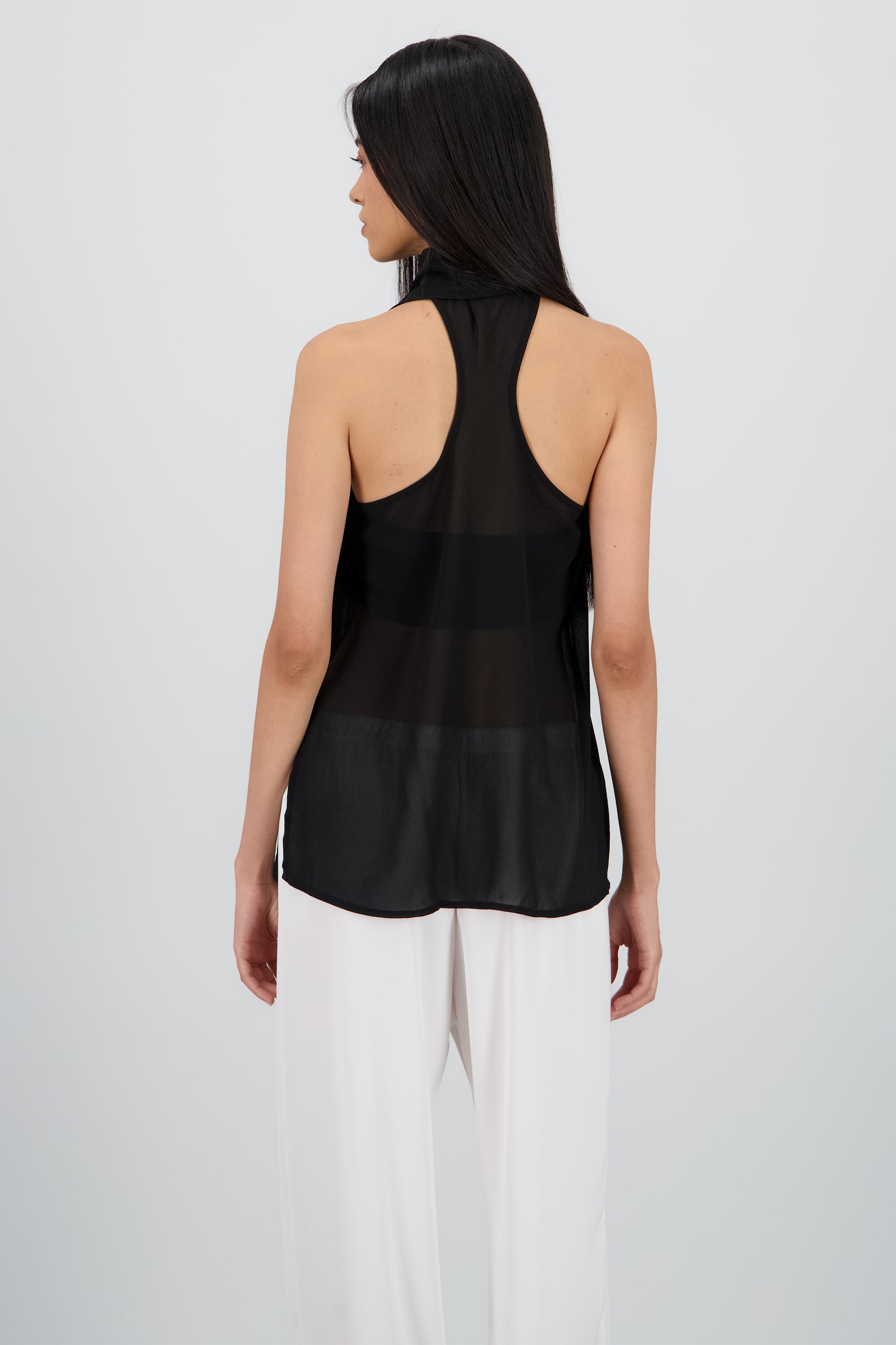 Blusa gasa detalle bufanda Hypsters NEGRO