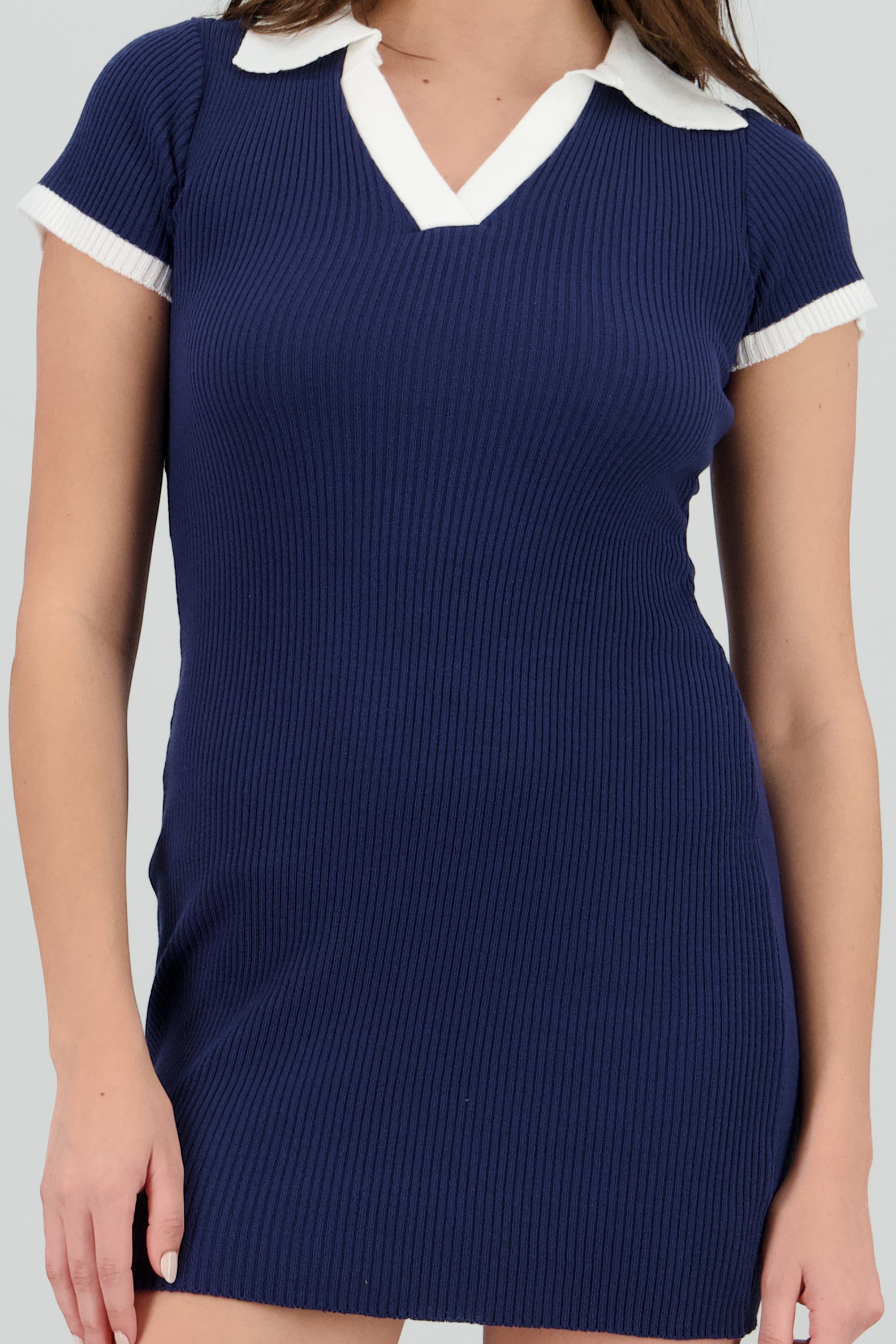 Vestido mini con cuello polo MARINO