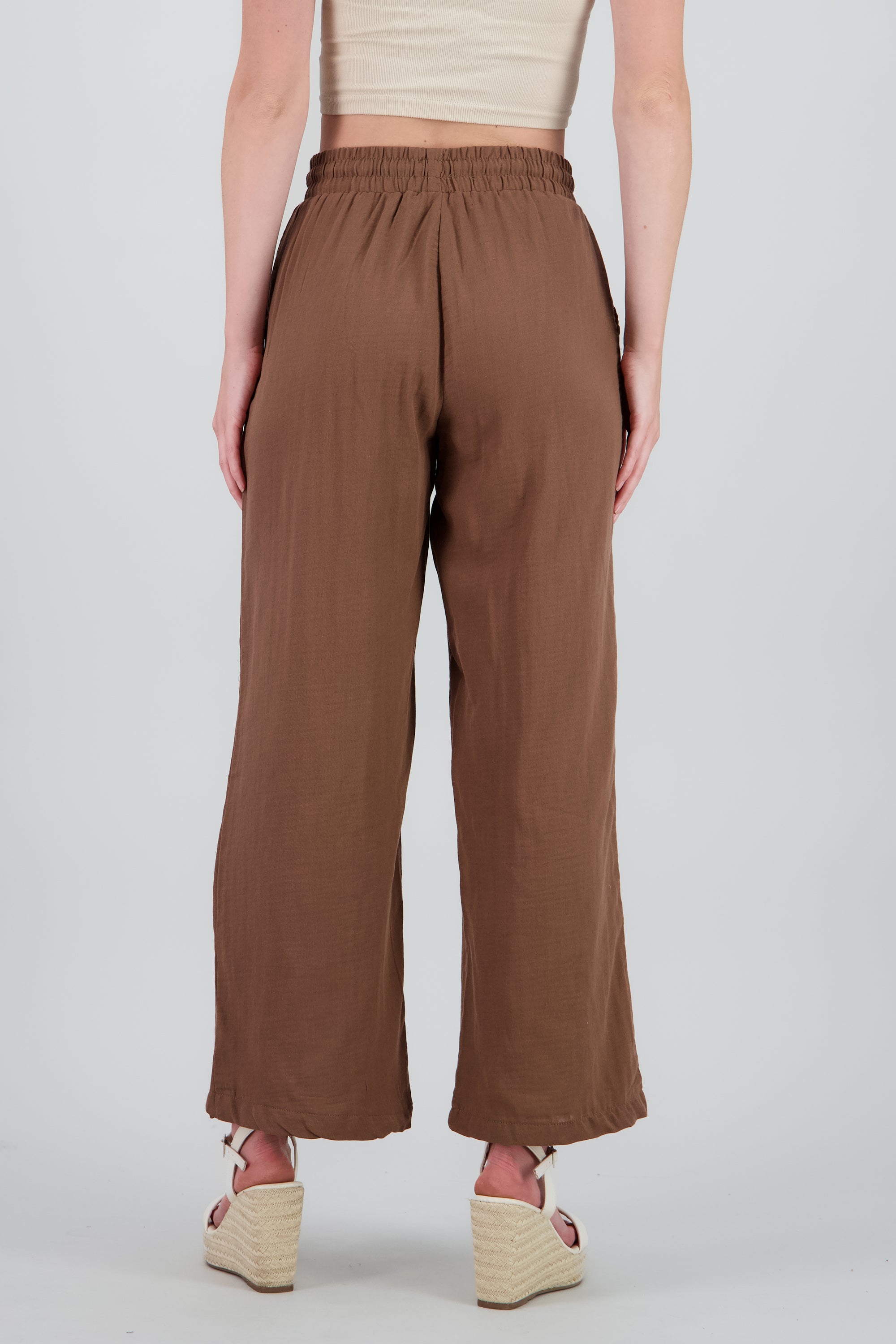 Pantalon amplio algodon CAFE