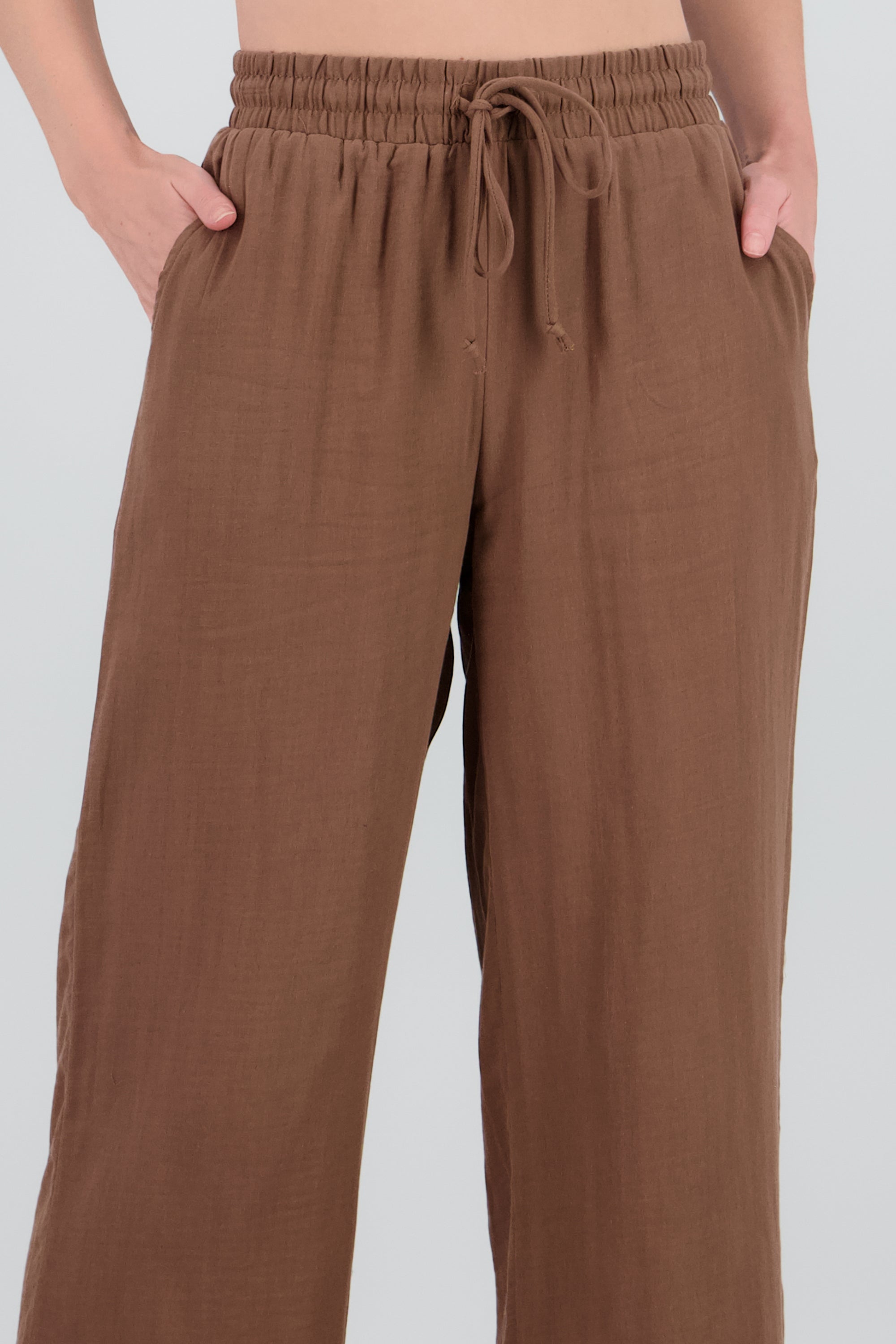 Pantalon amplio algodon CAFE
