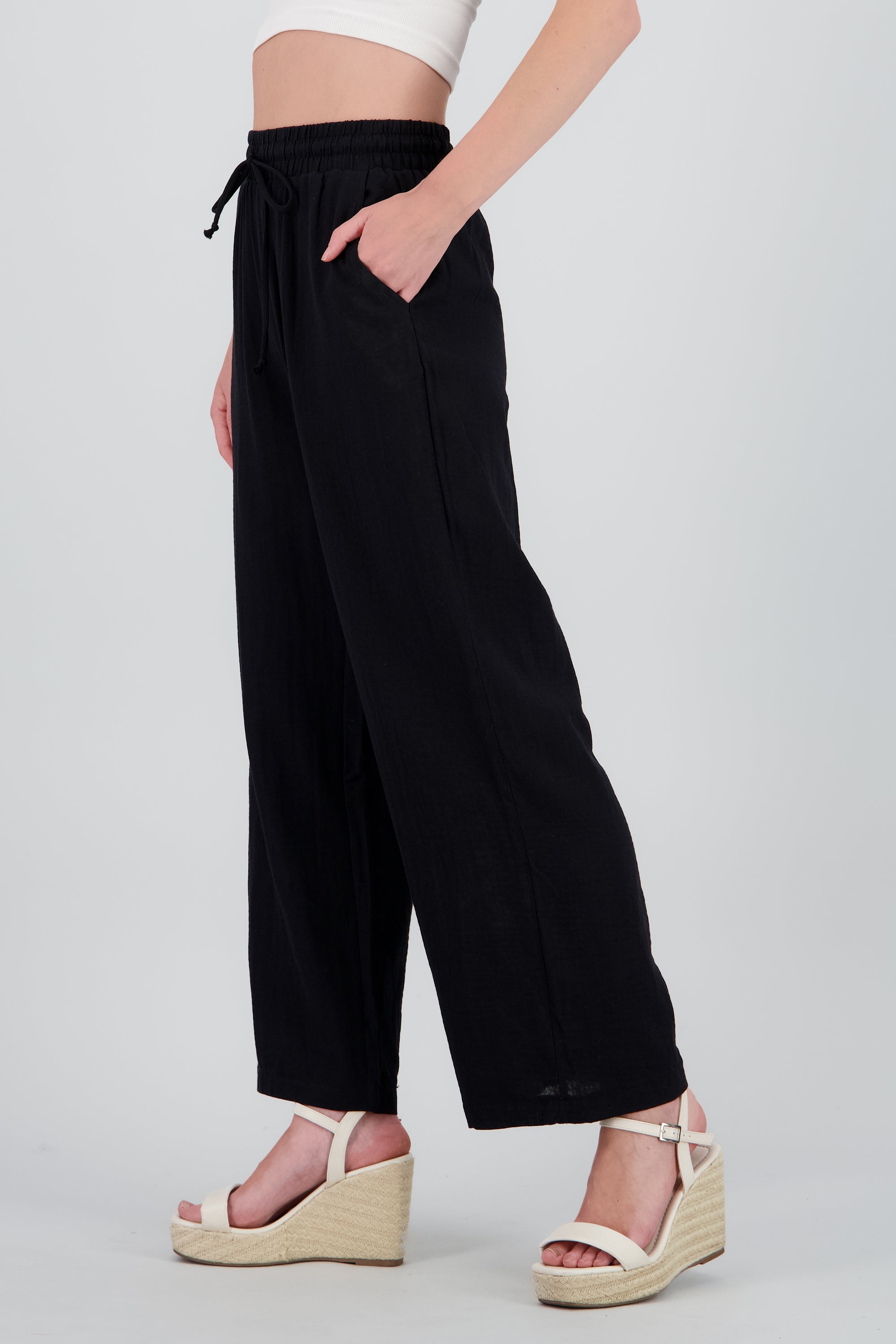 Pantalon amplio algodon NEGRO