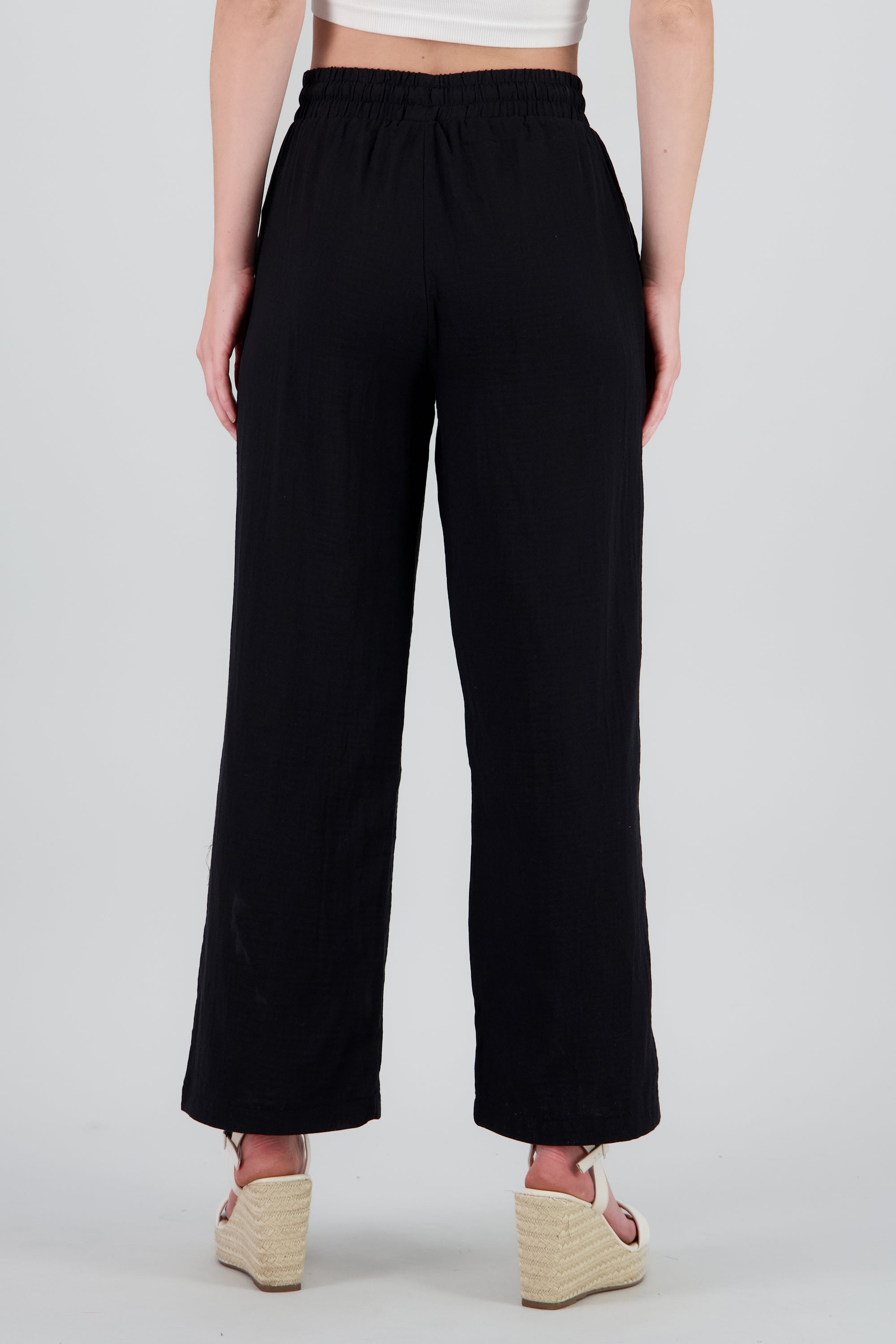 Pantalon amplio algodon NEGRO
