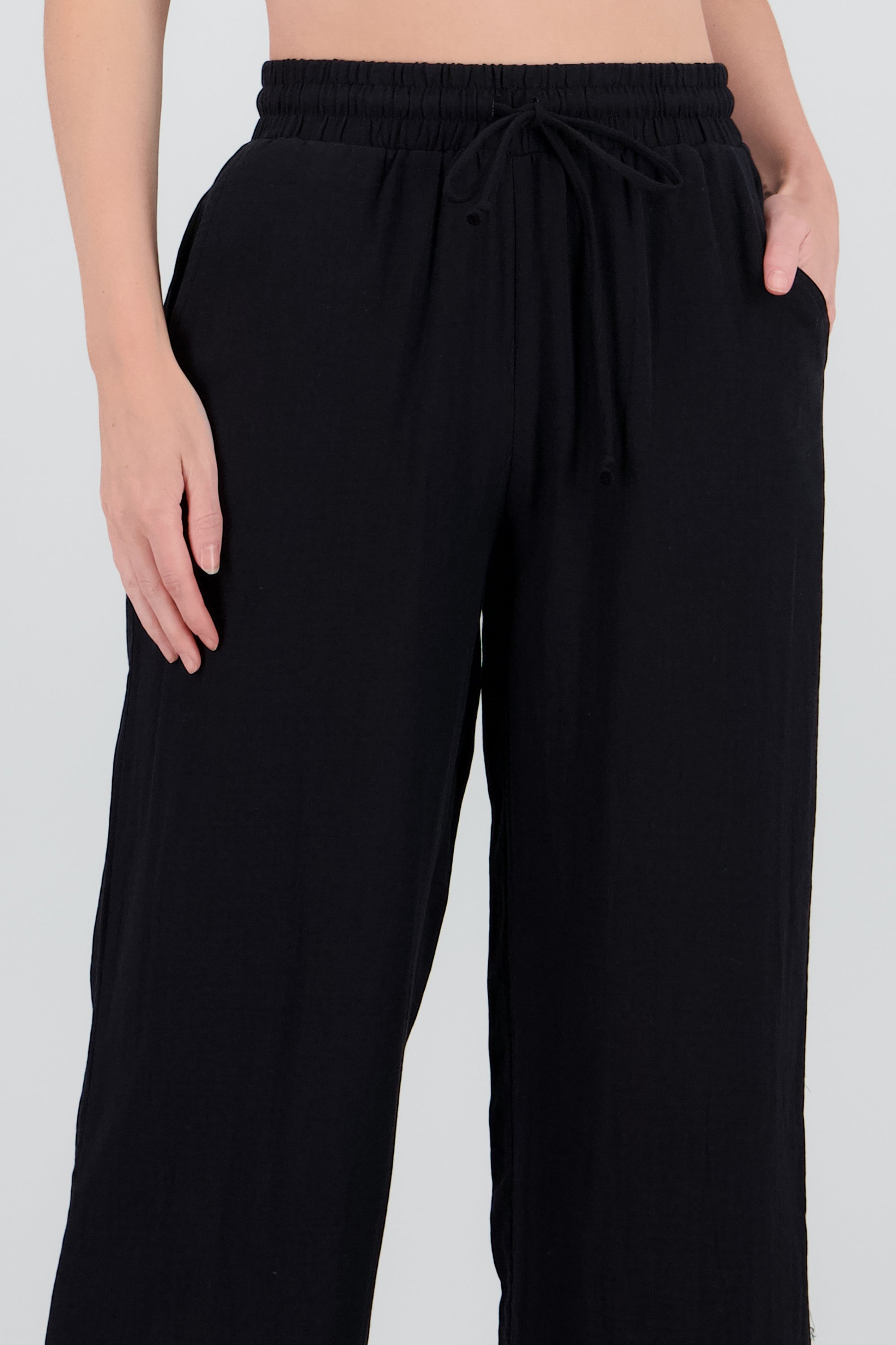 Pantalon amplio algodon NEGRO