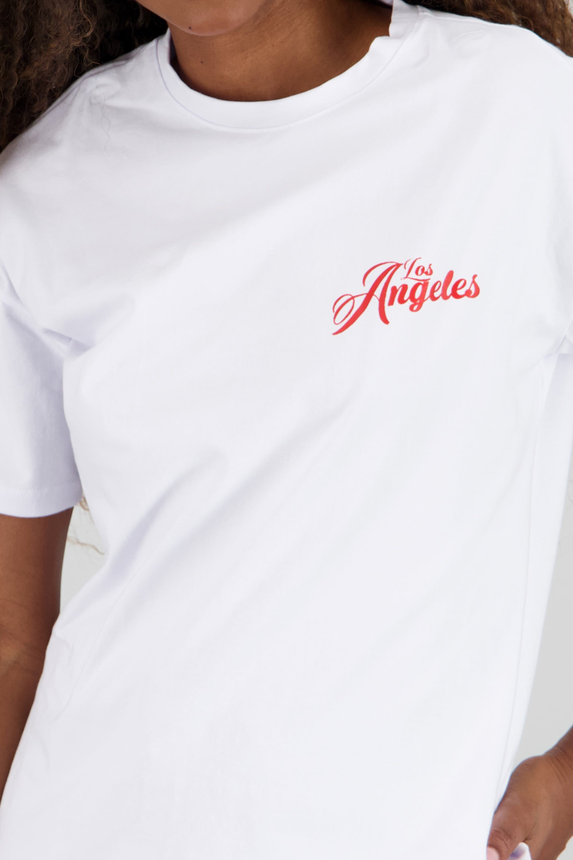 T-shirt oversized estampado los angeles ROJO COMBO