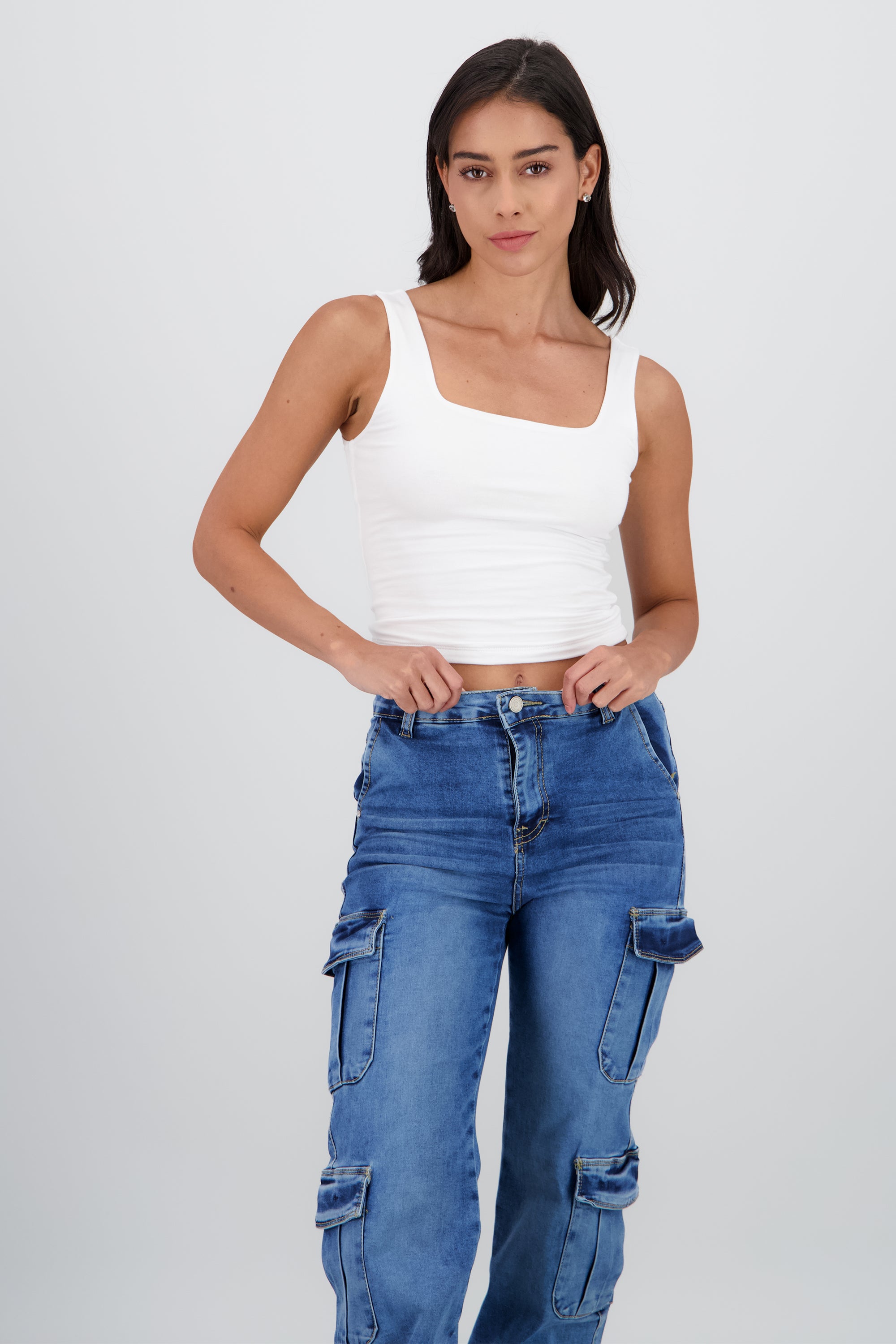 Top corto escote cuadrado BLANCO