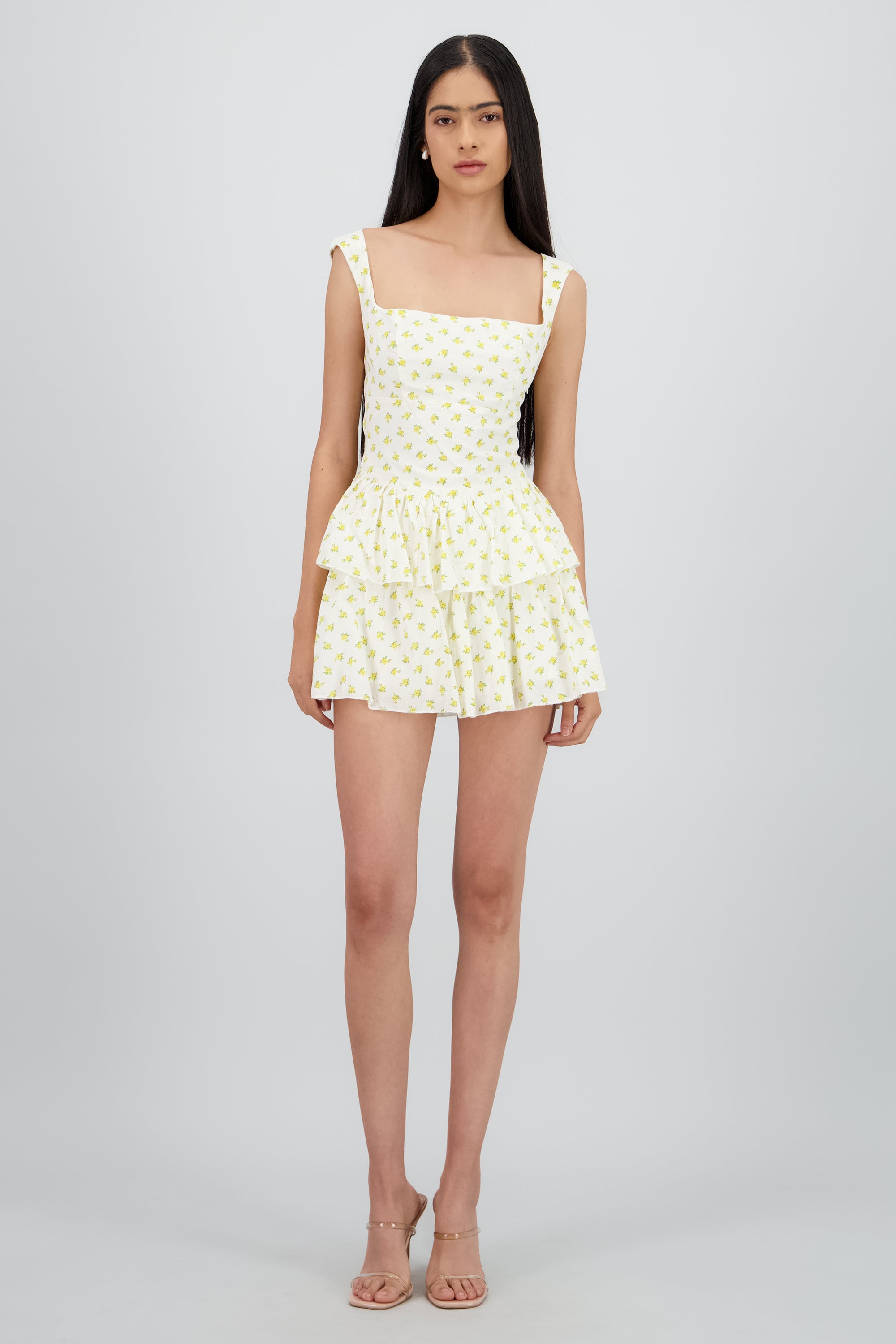 VESTIDO DETALLE FLORES BLANCO COMBO