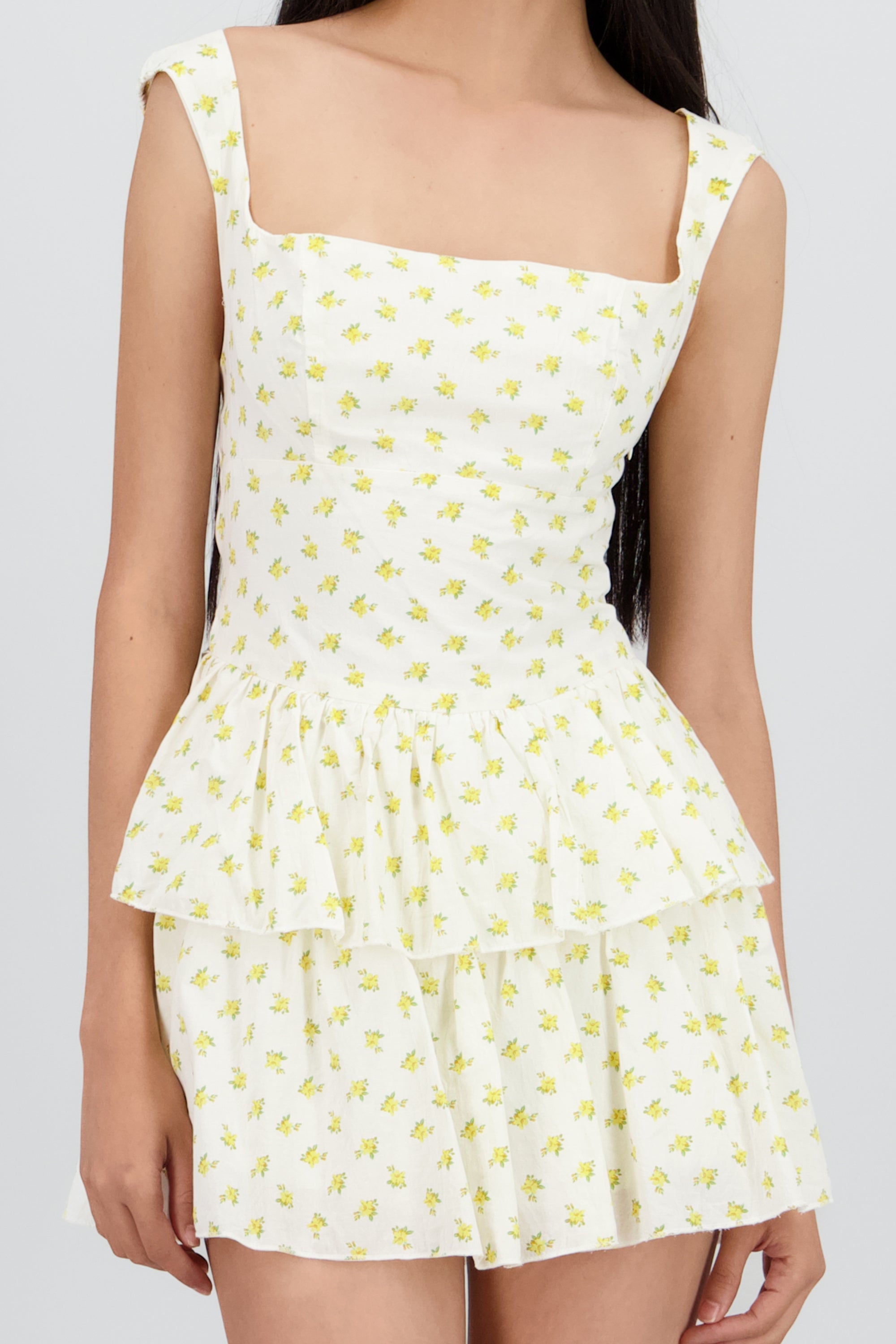 VESTIDO DETALLE FLORES BLANCO COMBO
