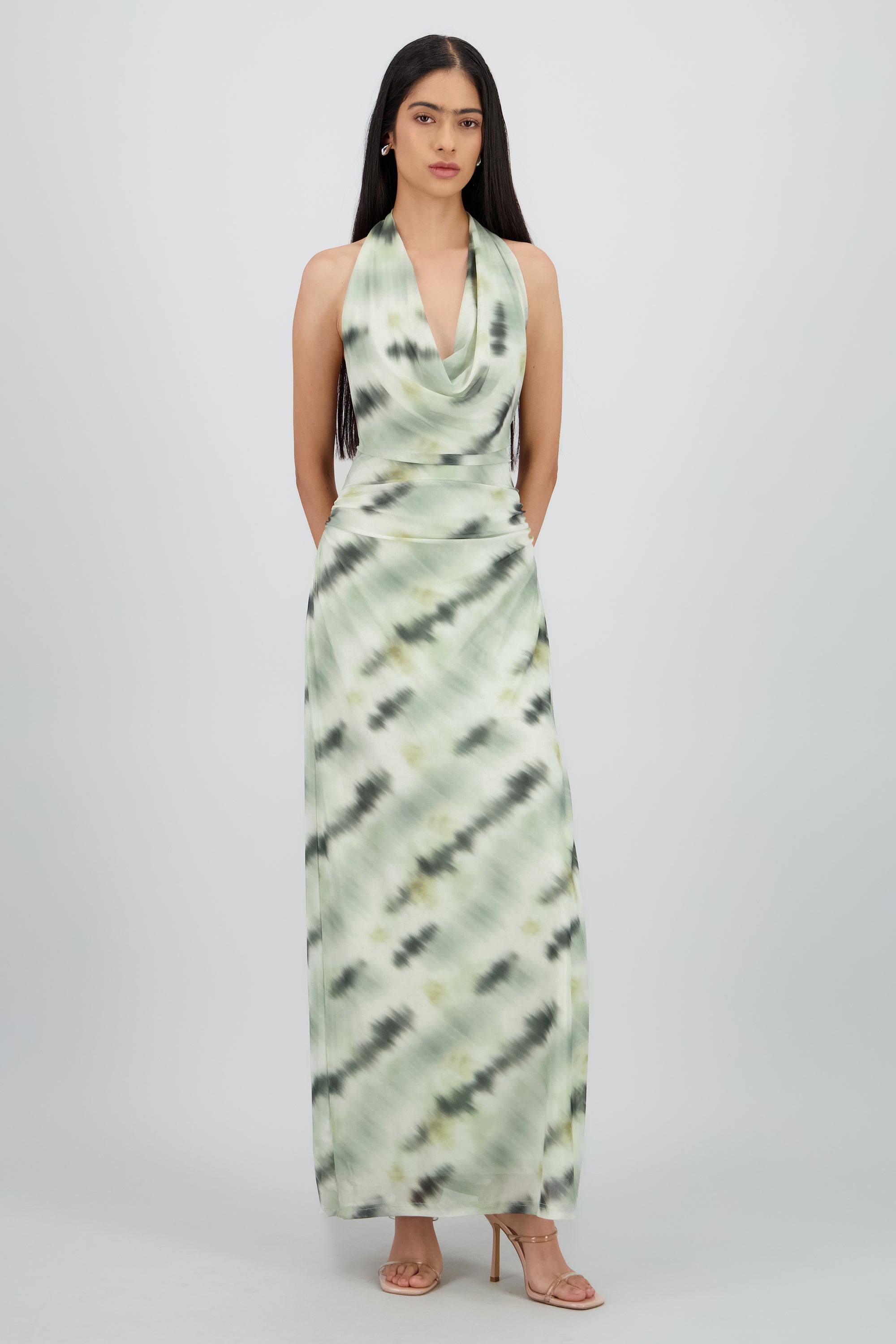 VESTIDO TIE DYE ESPALDA ABIERTA Y ESCOTE SAGE