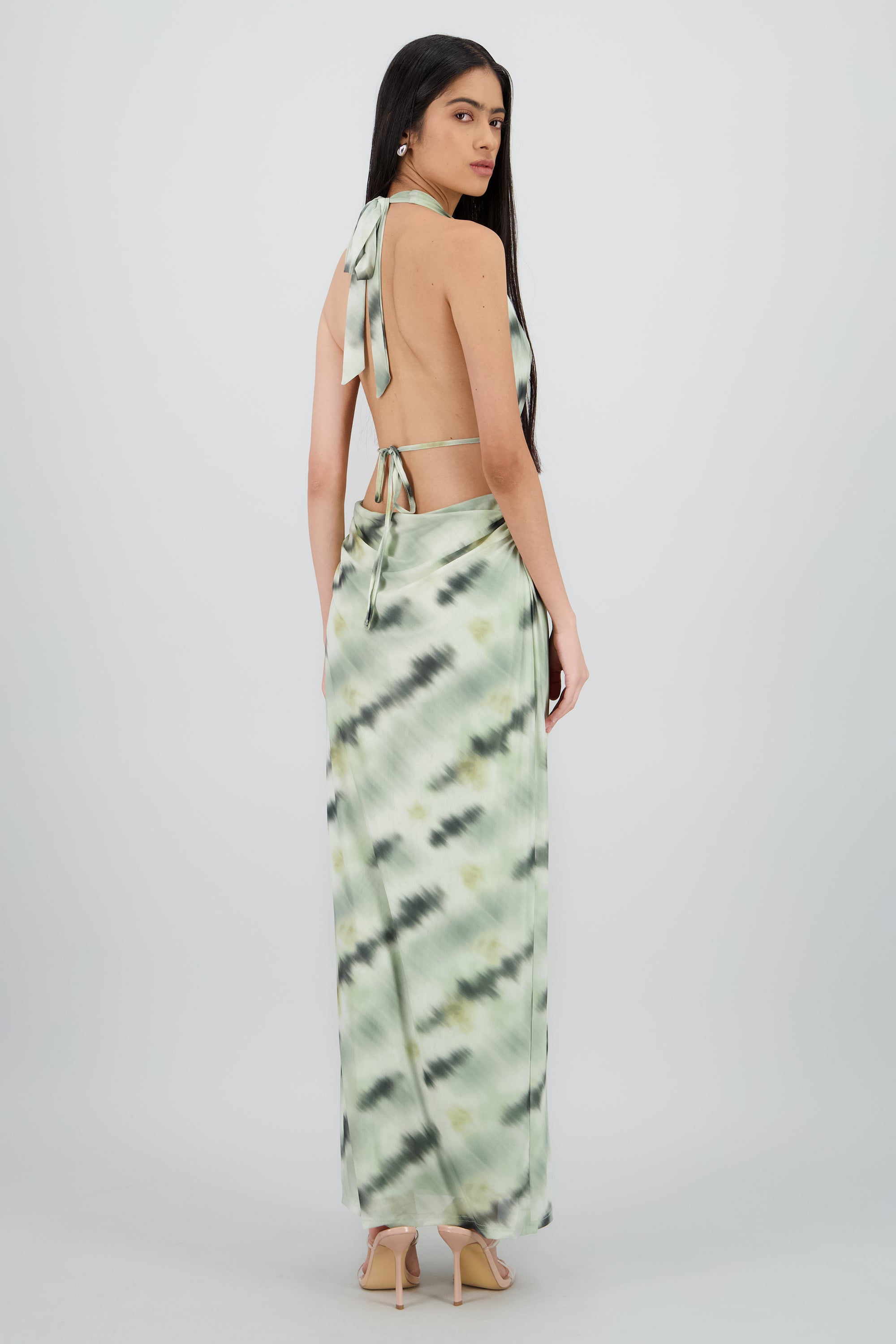 VESTIDO TIE DYE ESPALDA ABIERTA Y ESCOTE SAGE