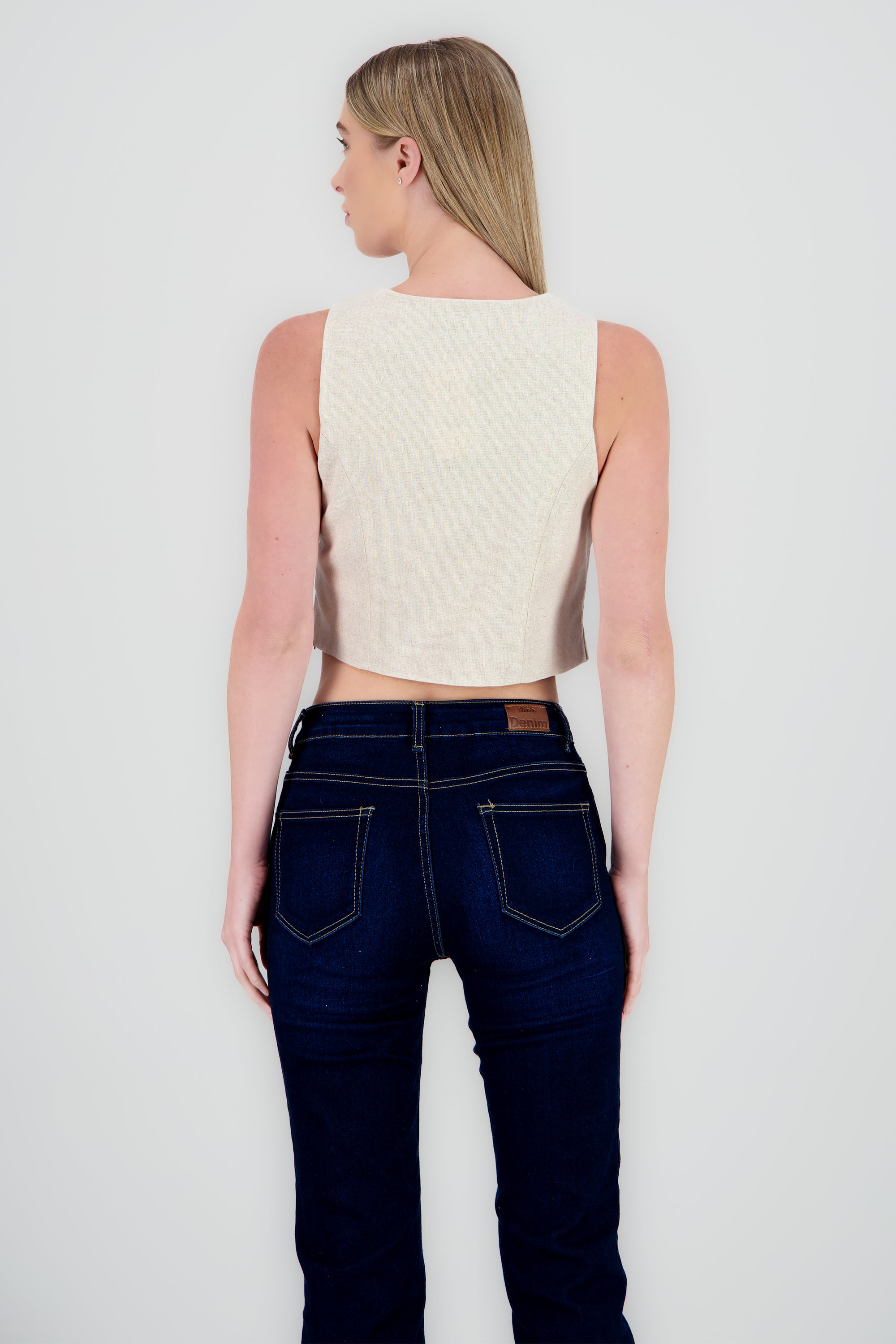 Chaleco con lace up HUESO