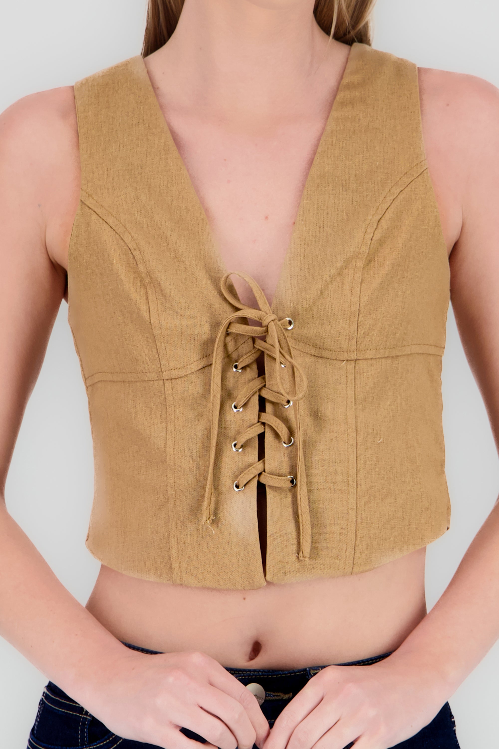 Chaleco con lace up TAUPE