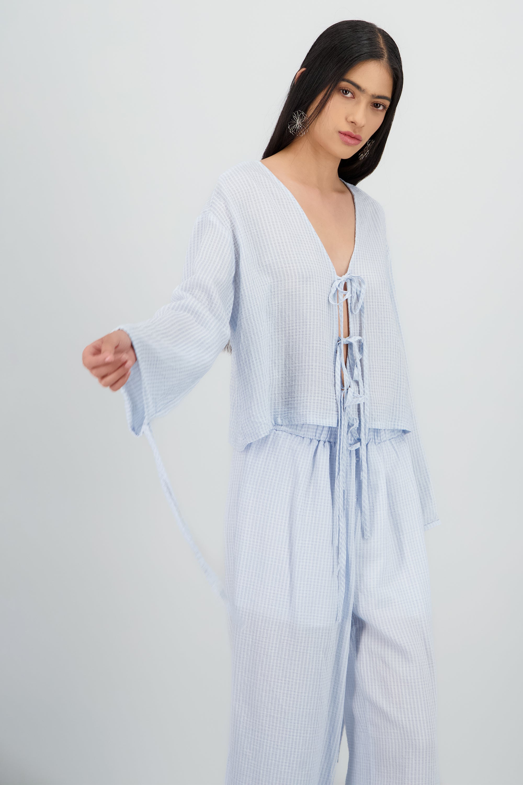 Camisa manga larga con monos AZUL COMBO