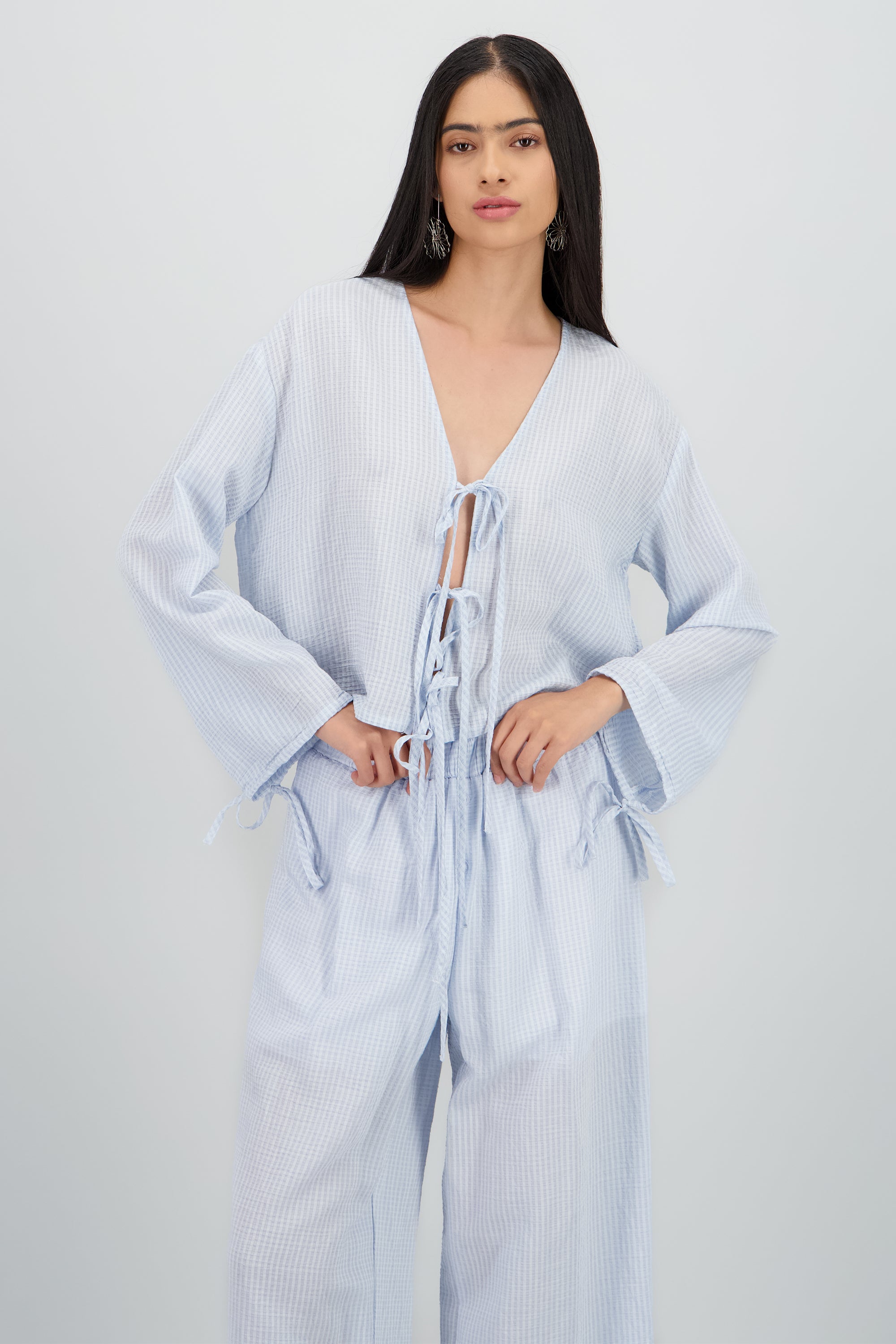 Camisa manga larga con monos AZUL COMBO