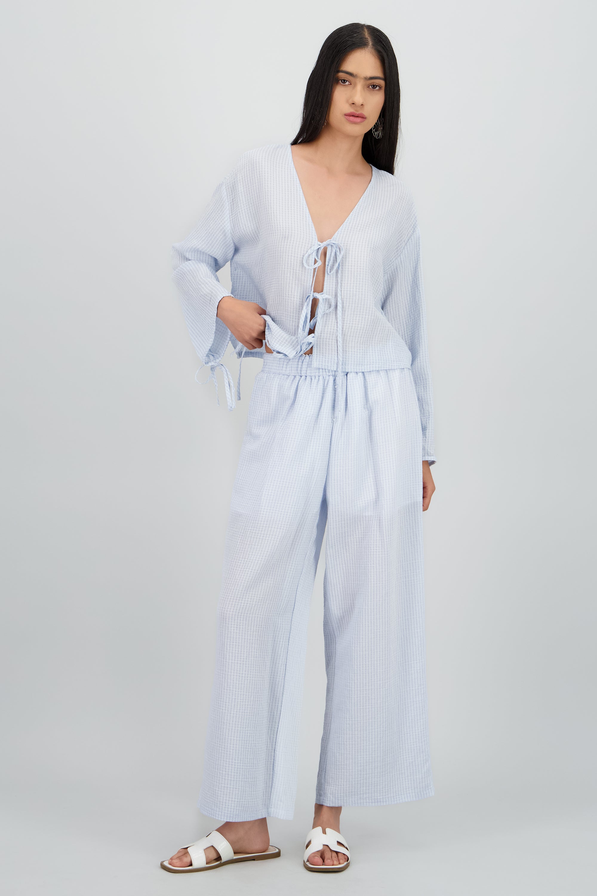 Pantalon mini cuadros AZUL COMBO