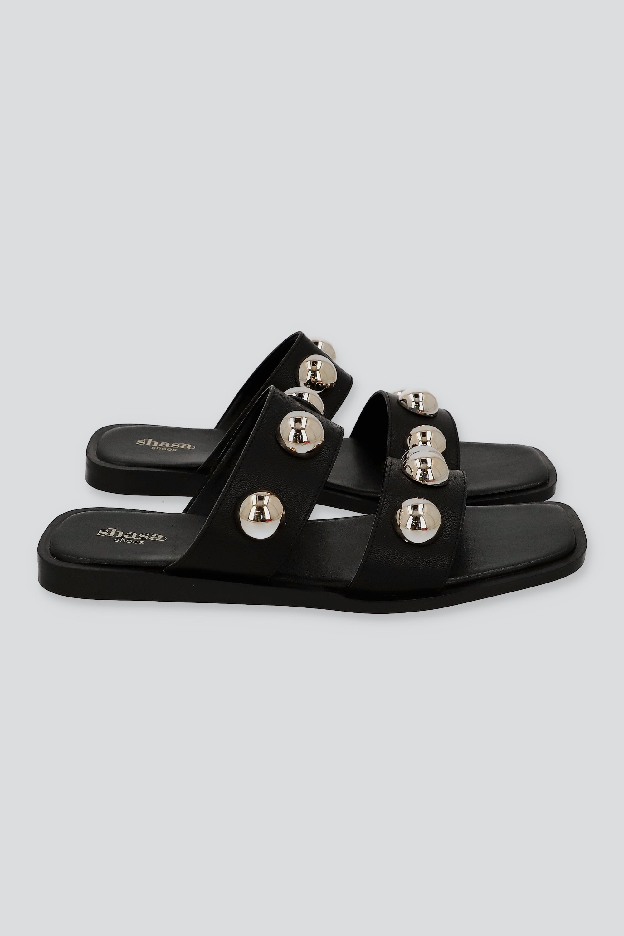 Sandalia dos tiras mega studs NEGRO