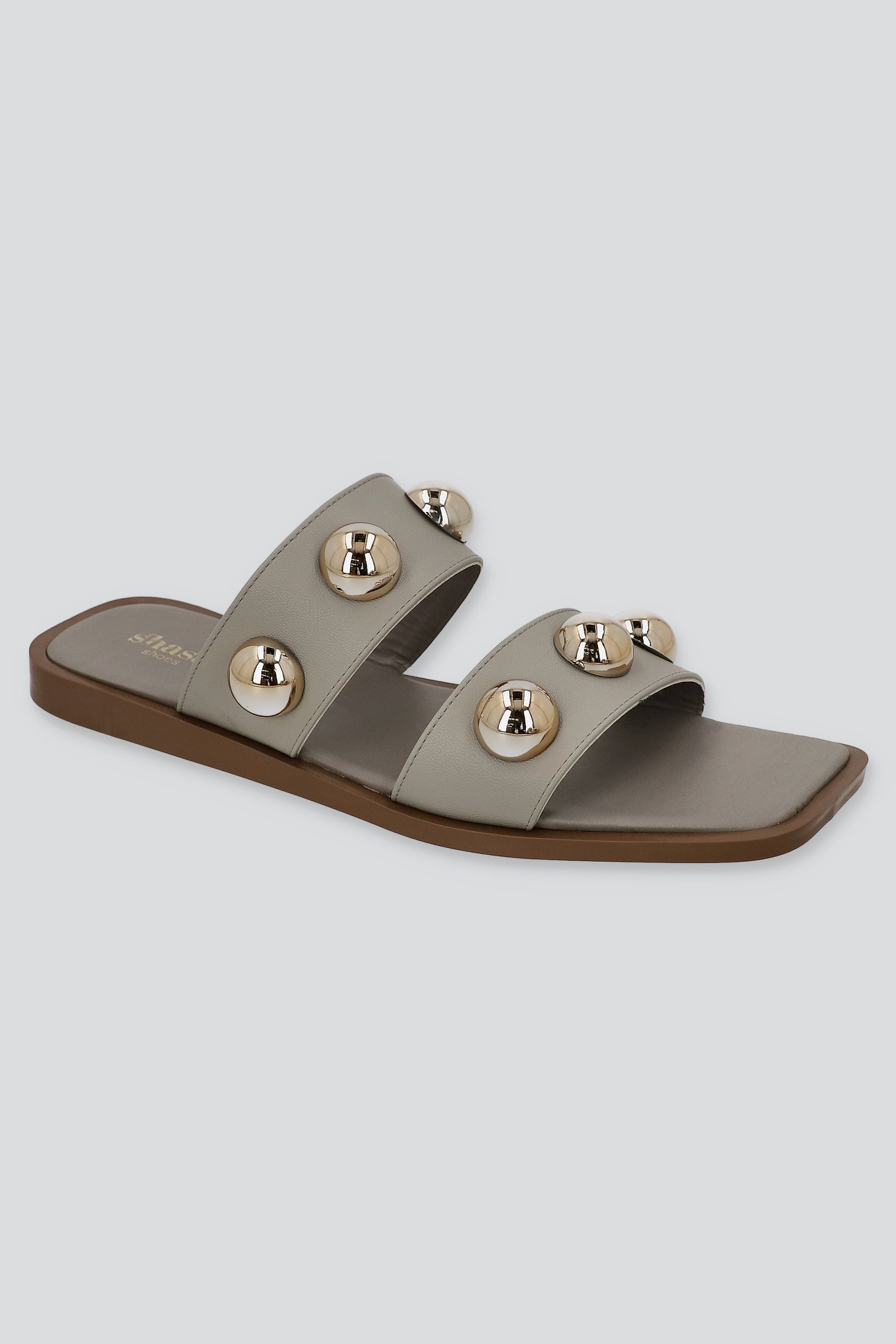 Sandalia dos tiras mega studs GRIS