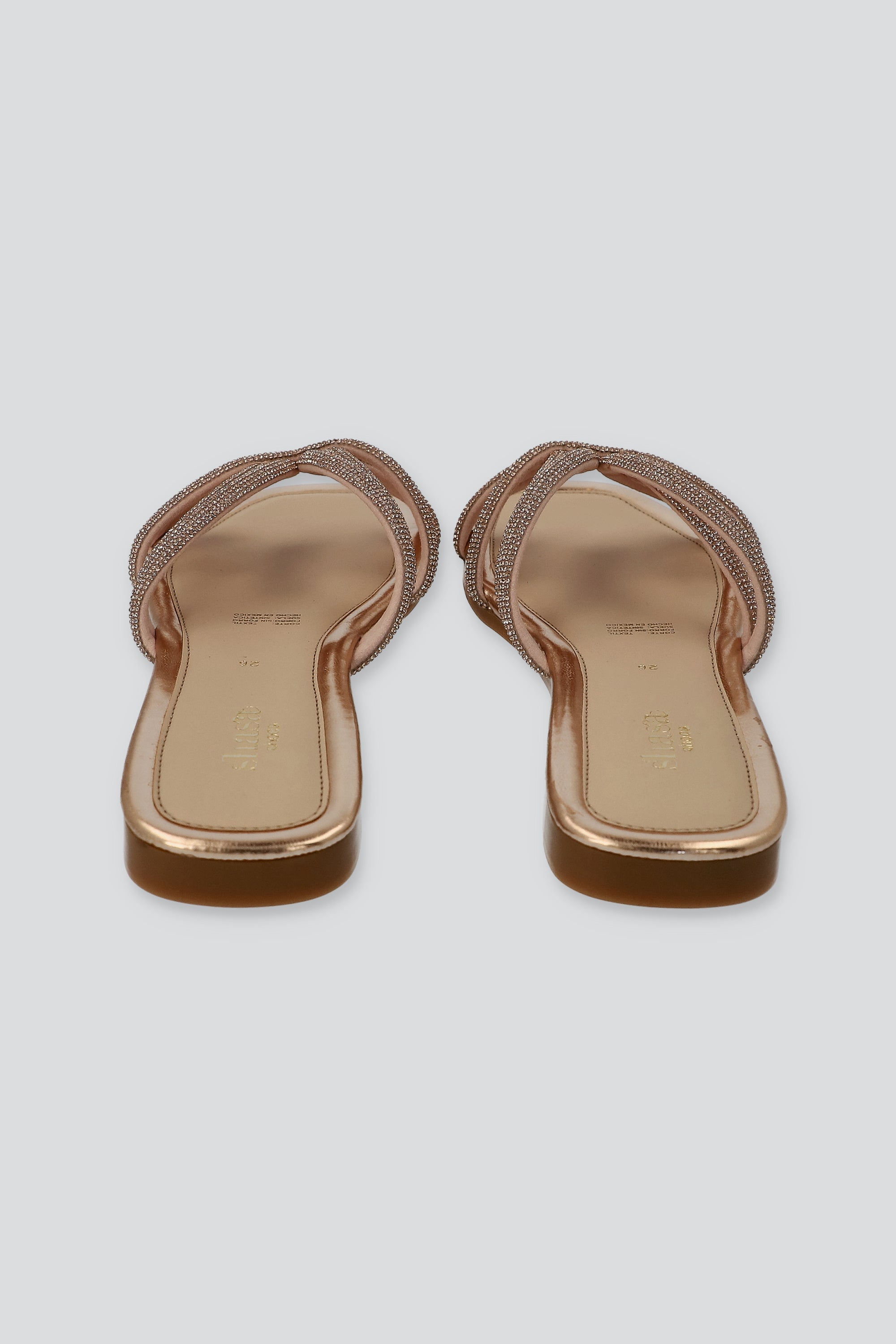 Sandalia tiras brillos cruzadas ORO ROSA