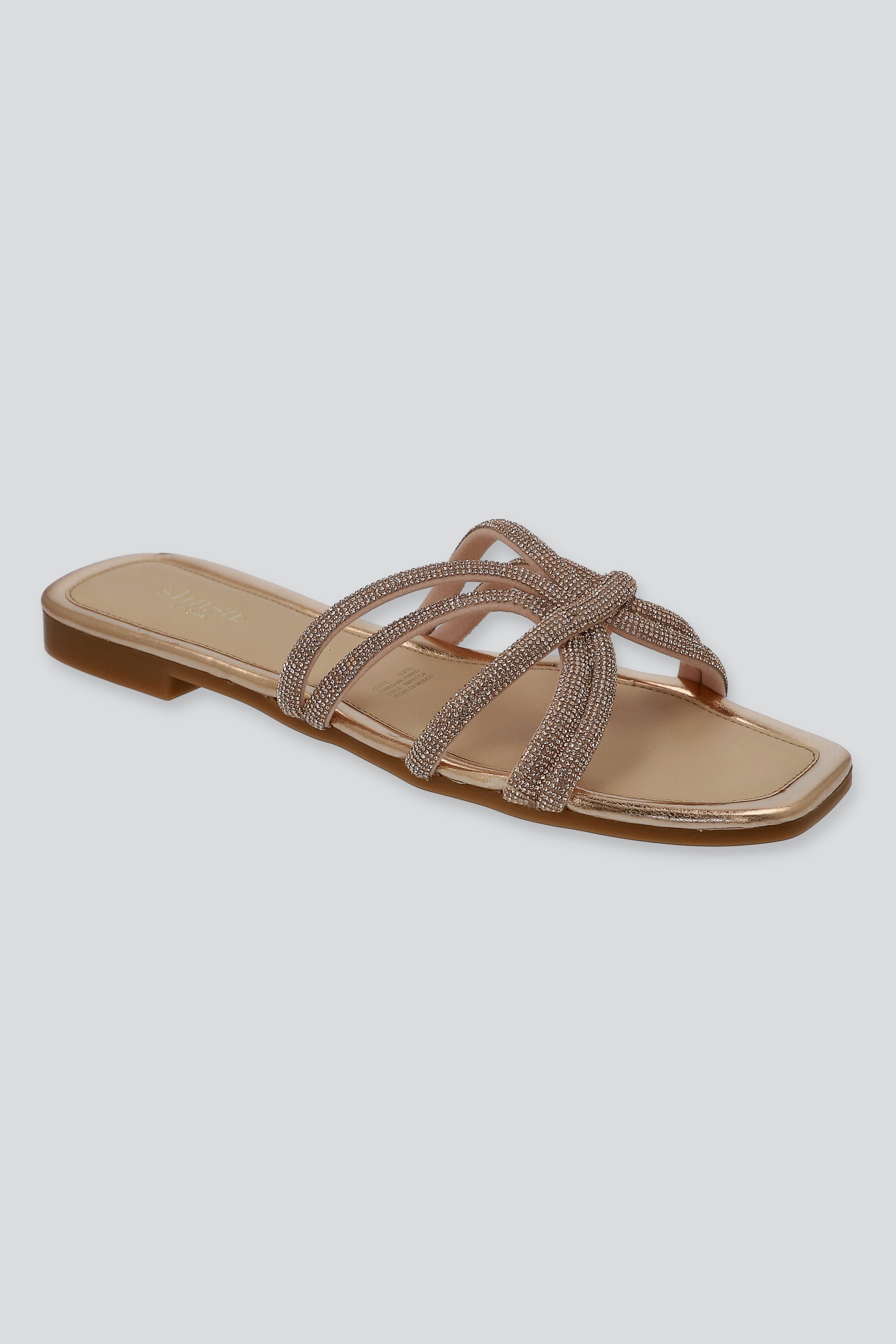 Sandalia tiras brillos cruzadas ORO ROSA