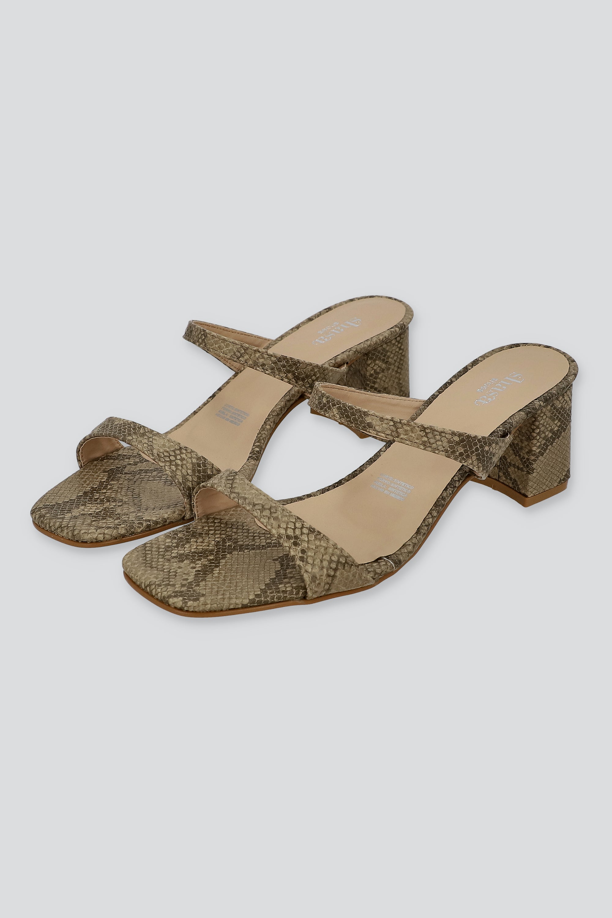 Tacon cuadrado dos tiras serpiente BEIGE