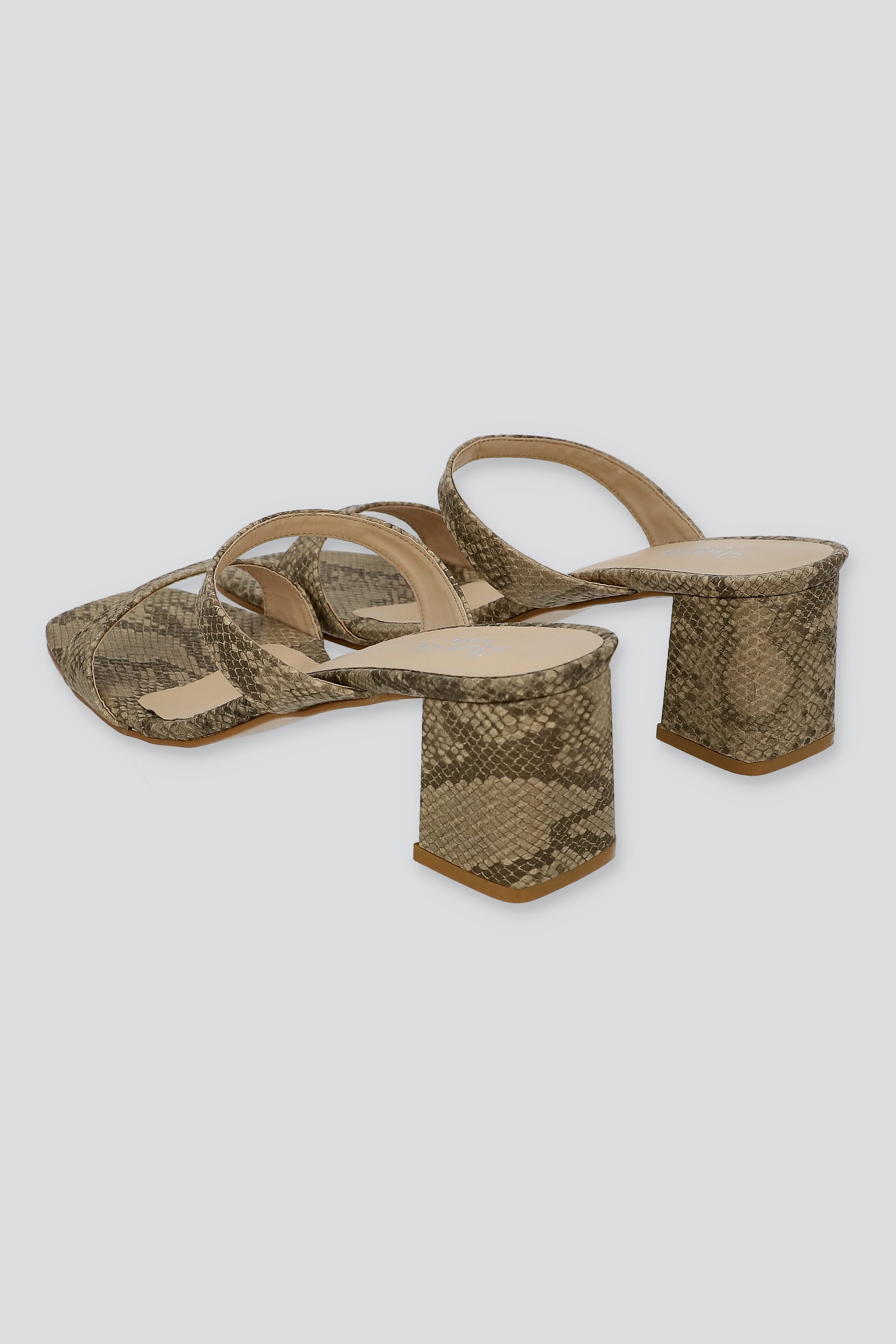 Tacon cuadrado dos tiras serpiente BEIGE
