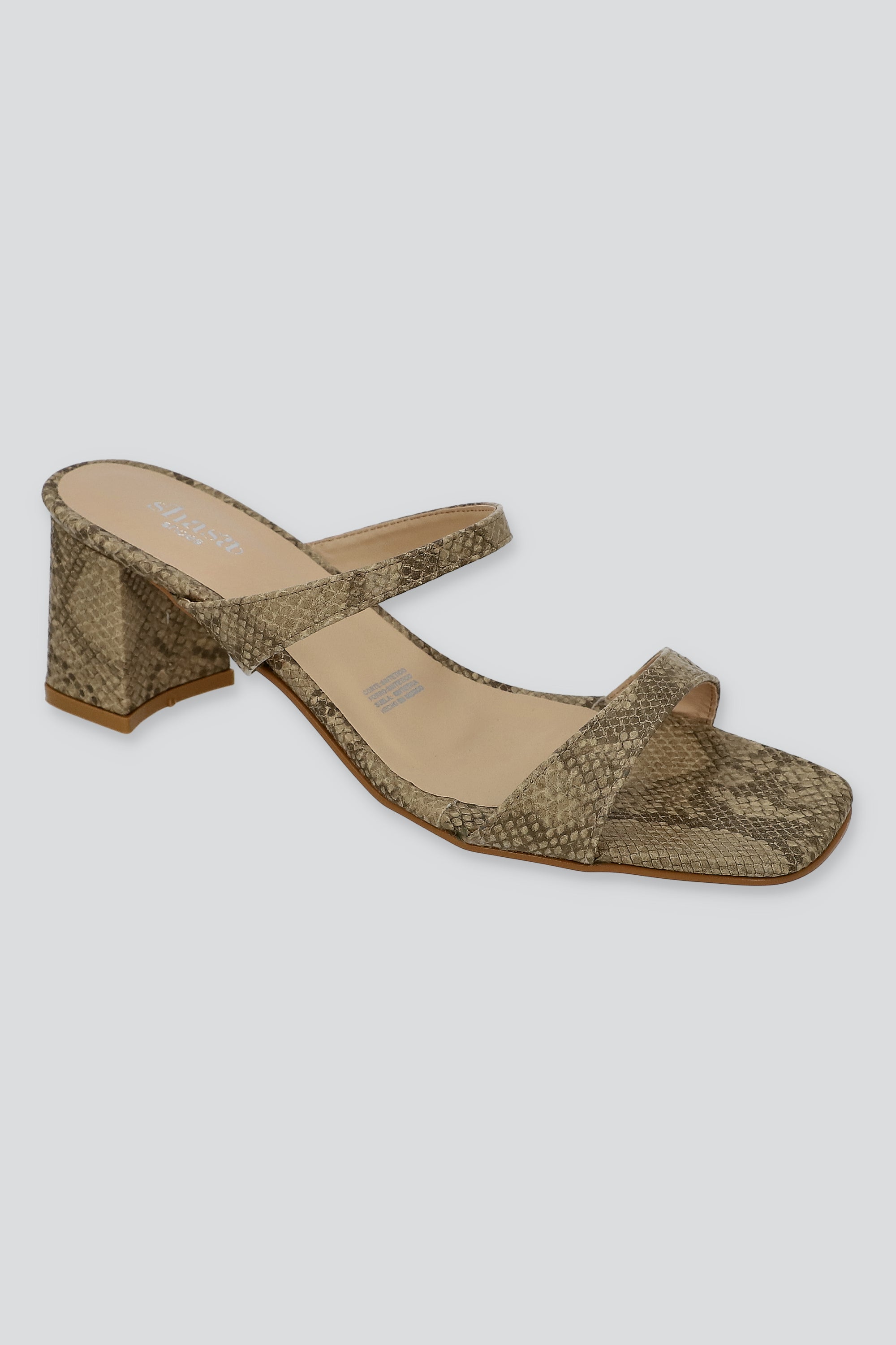 Tacon cuadrado dos tiras serpiente BEIGE