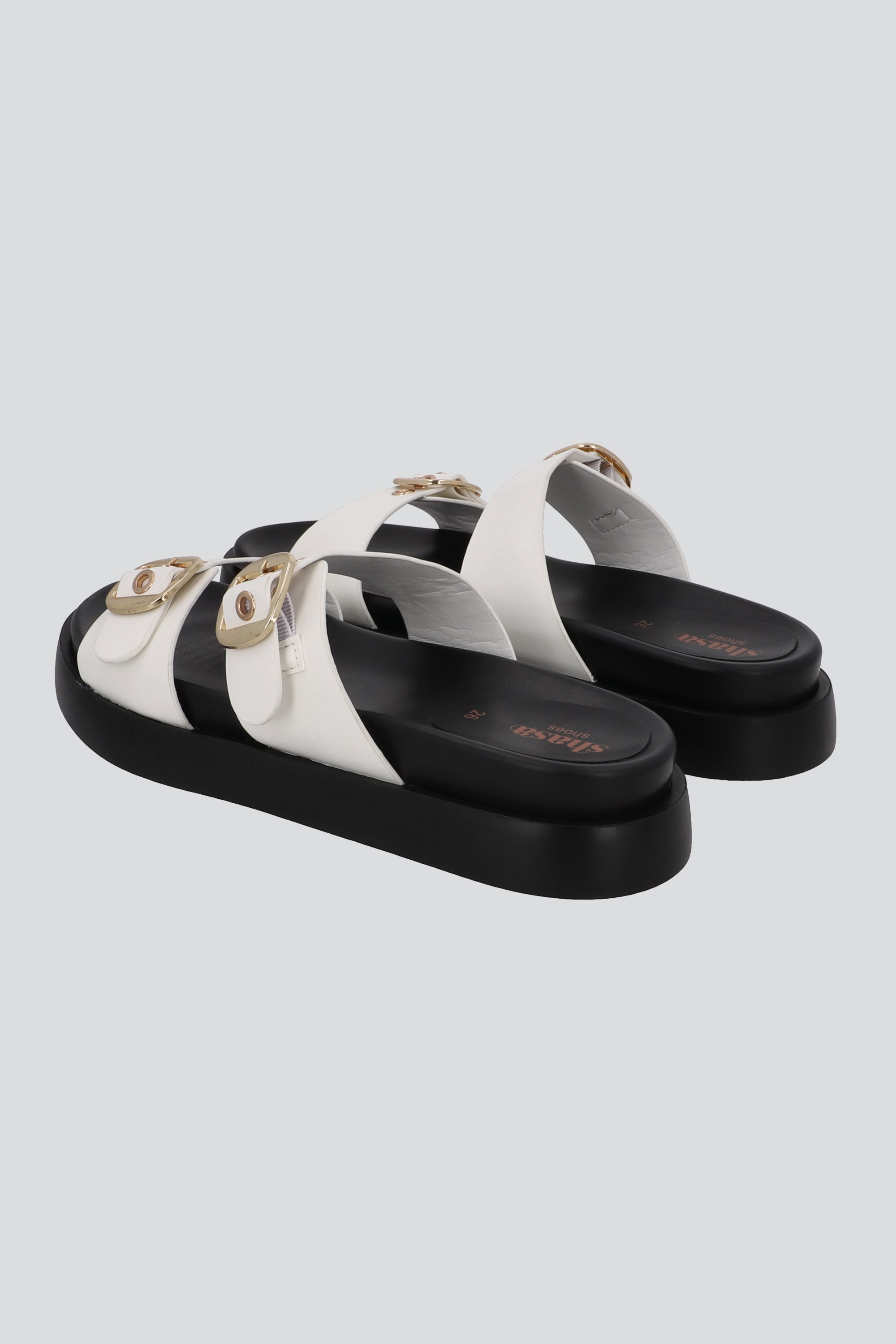 Sandalia plataforma dos tiras hebillas BLANCO