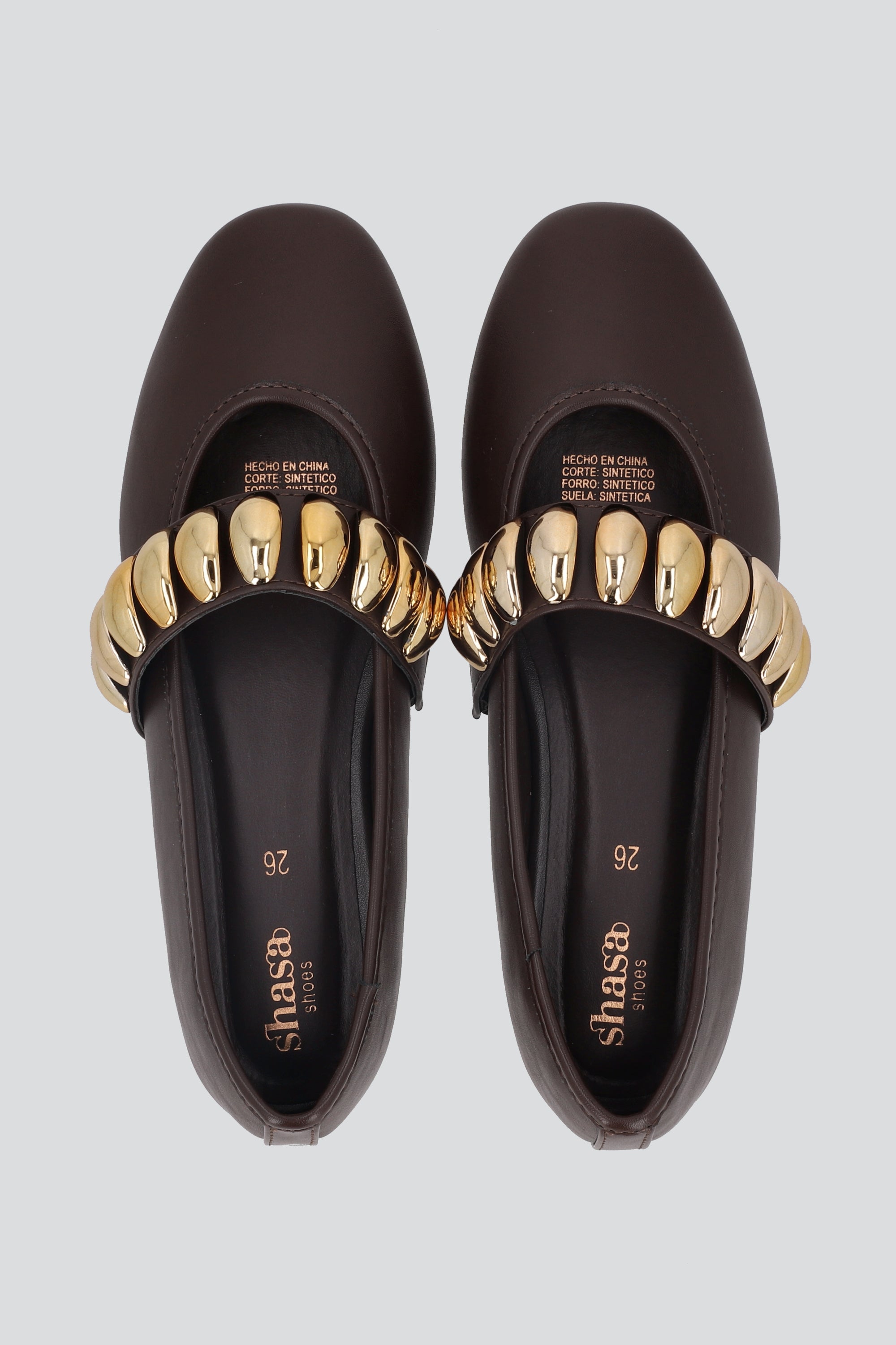 Flat mary jane tira ancha studs gajos CAFE