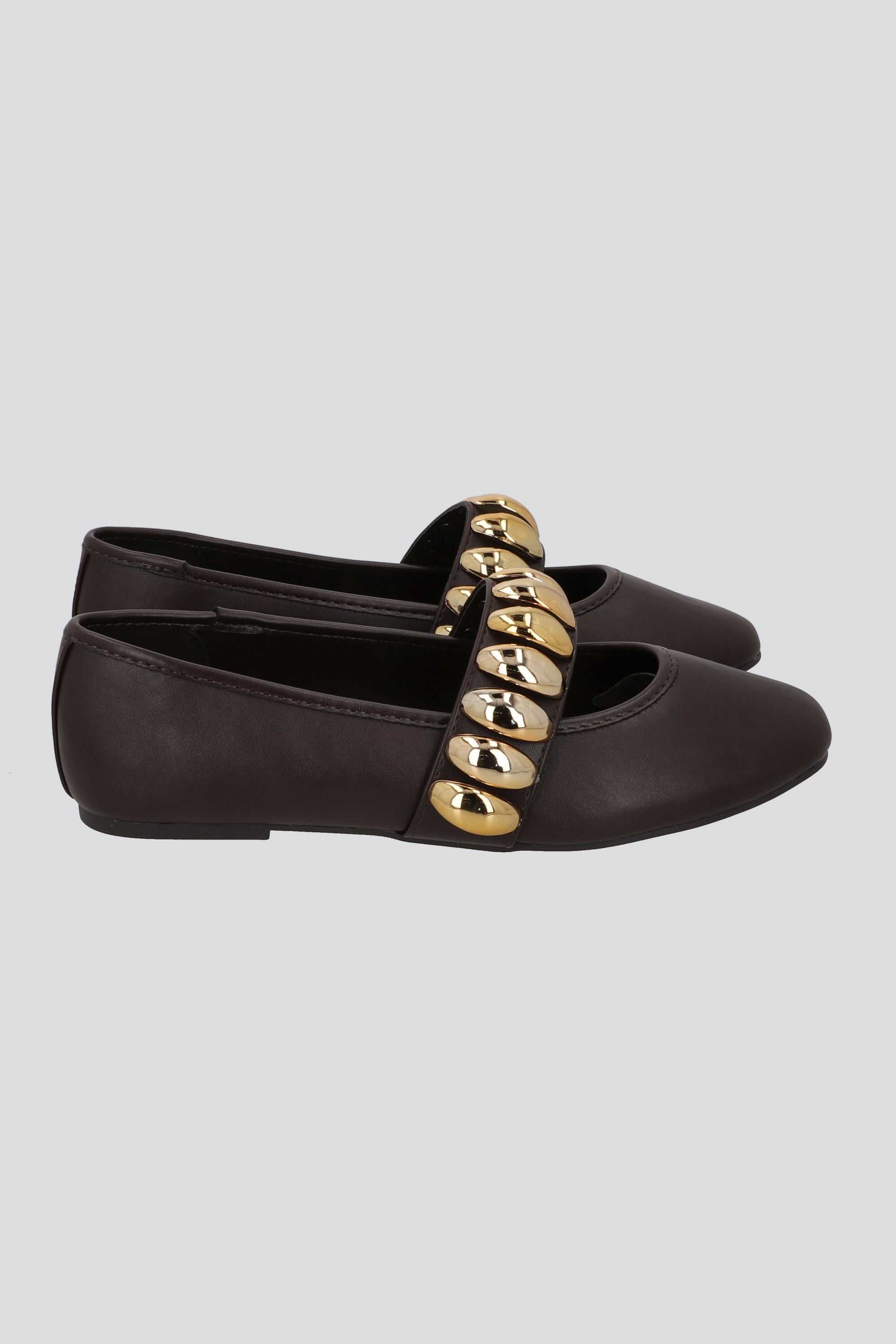 Flat mary jane tira ancha studs gajos CAFE