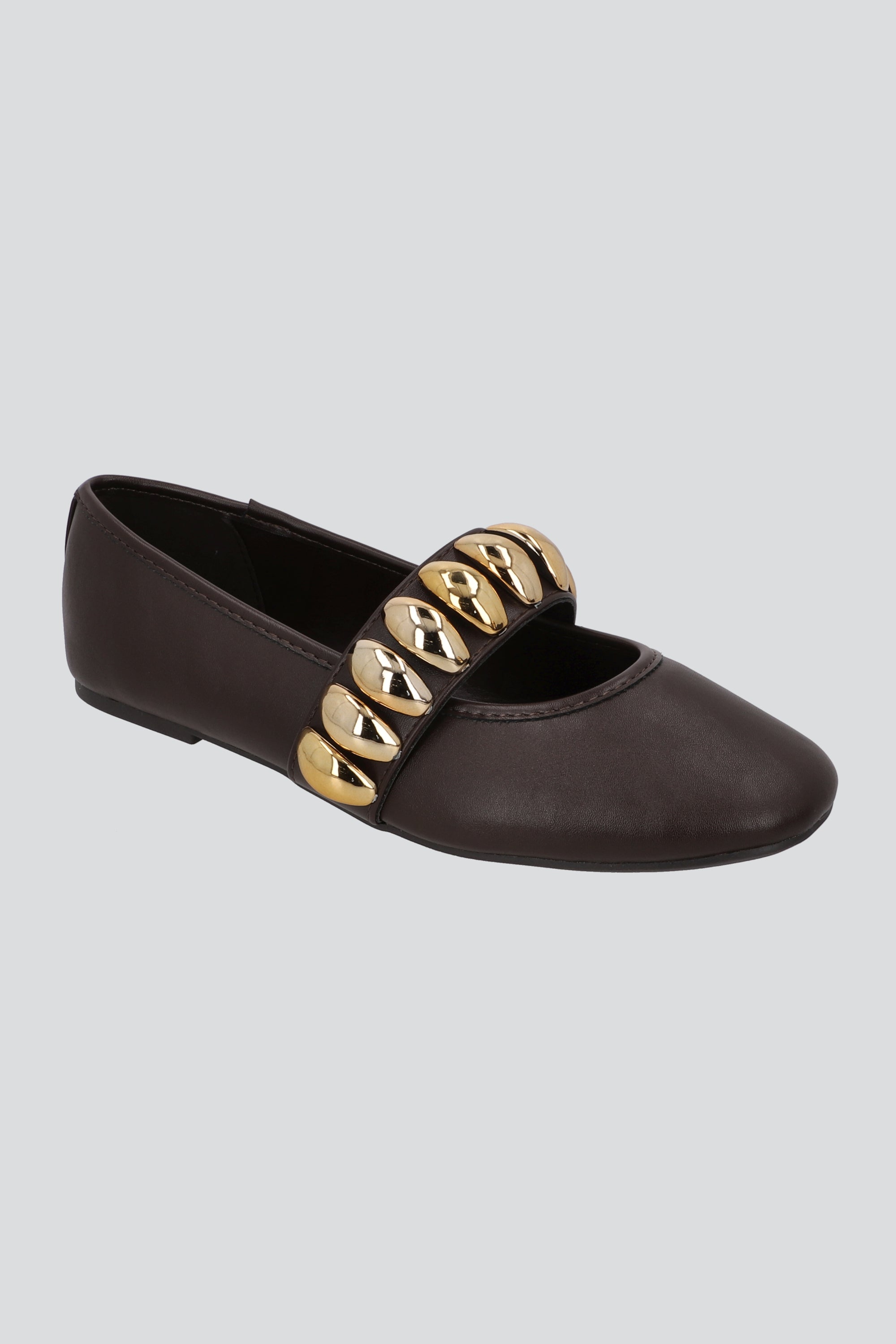 Flat mary jane tira ancha studs gajos CAFE