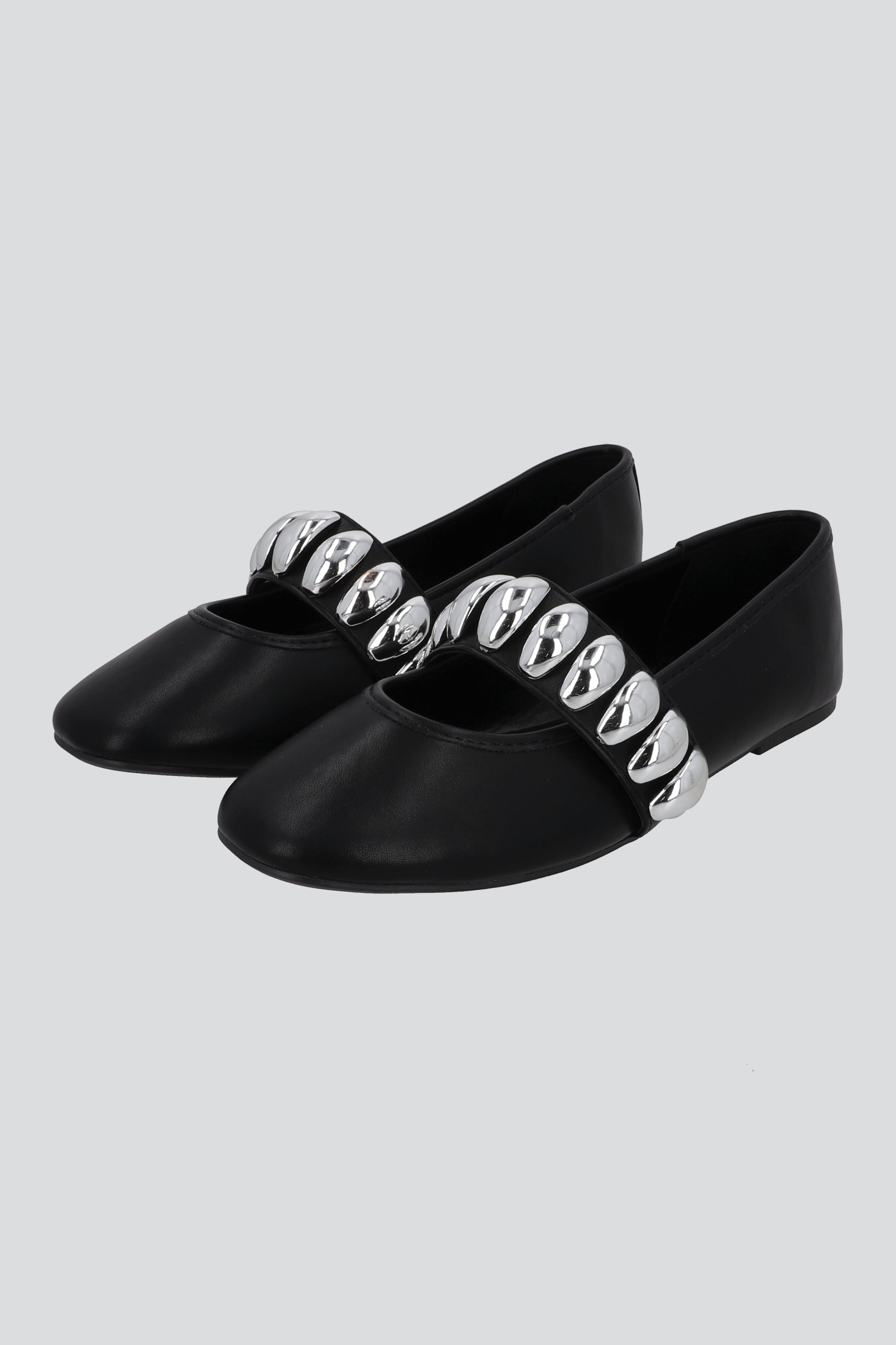 Flat mary jane tira ancha studs gajos NEGRO