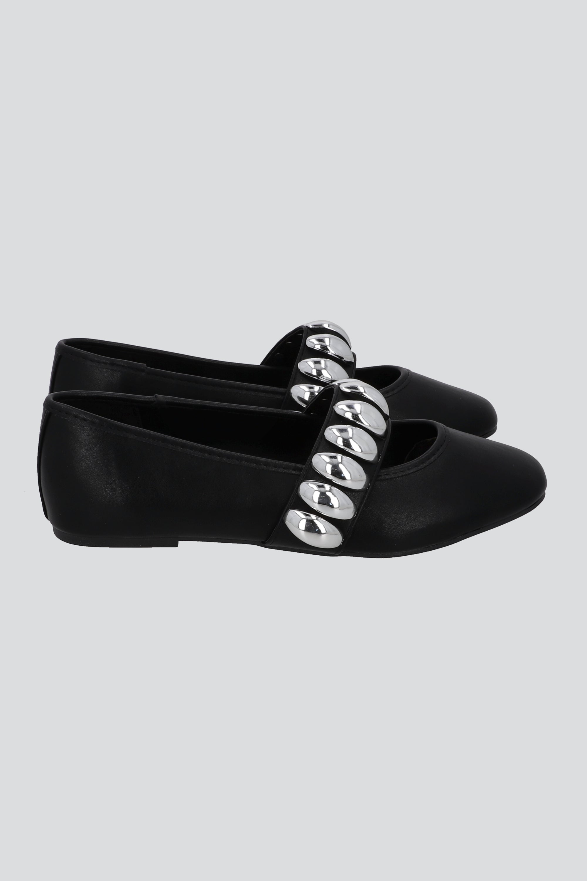 Flat mary jane tira ancha studs gajos NEGRO