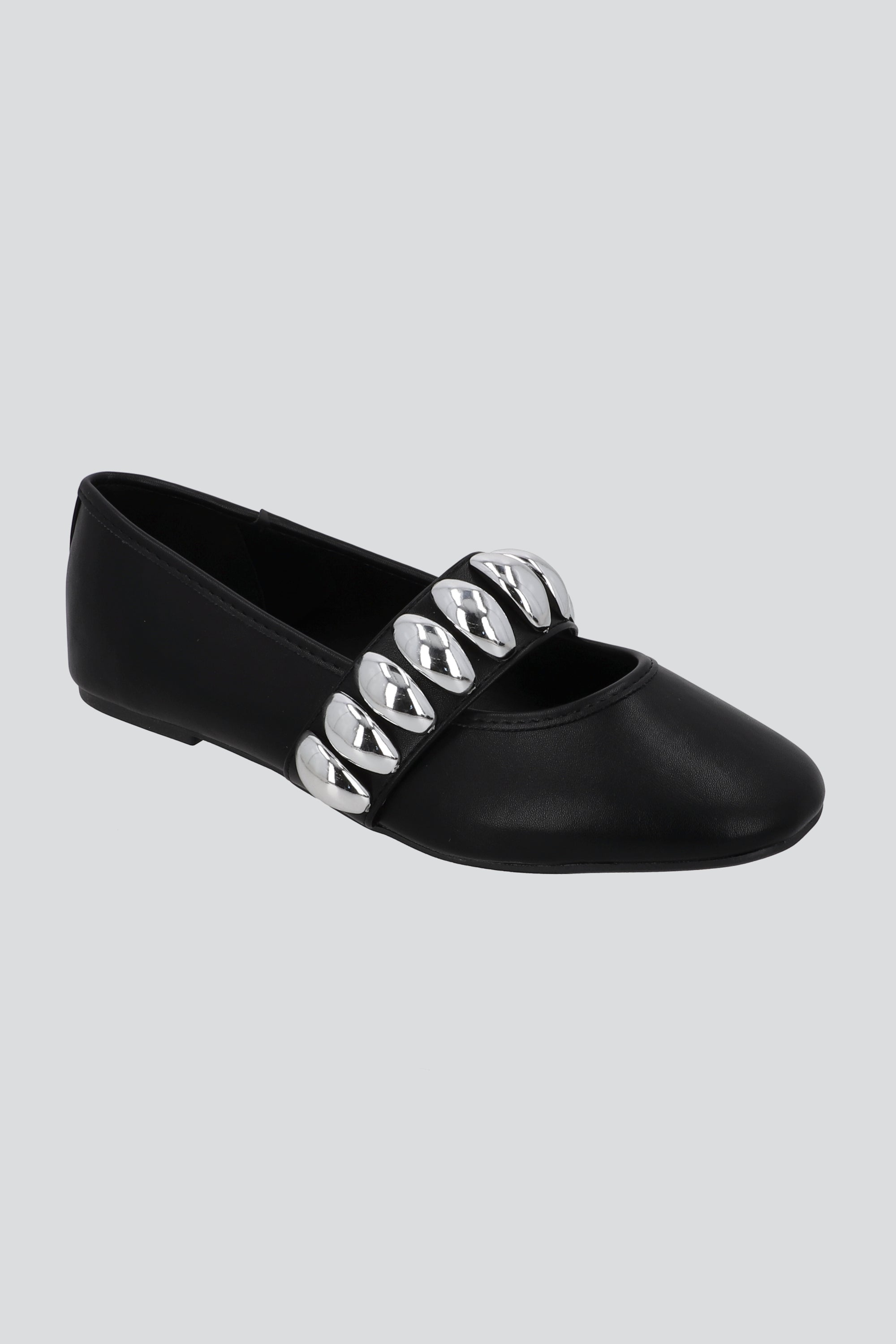 Flat mary jane tira ancha studs gajos NEGRO