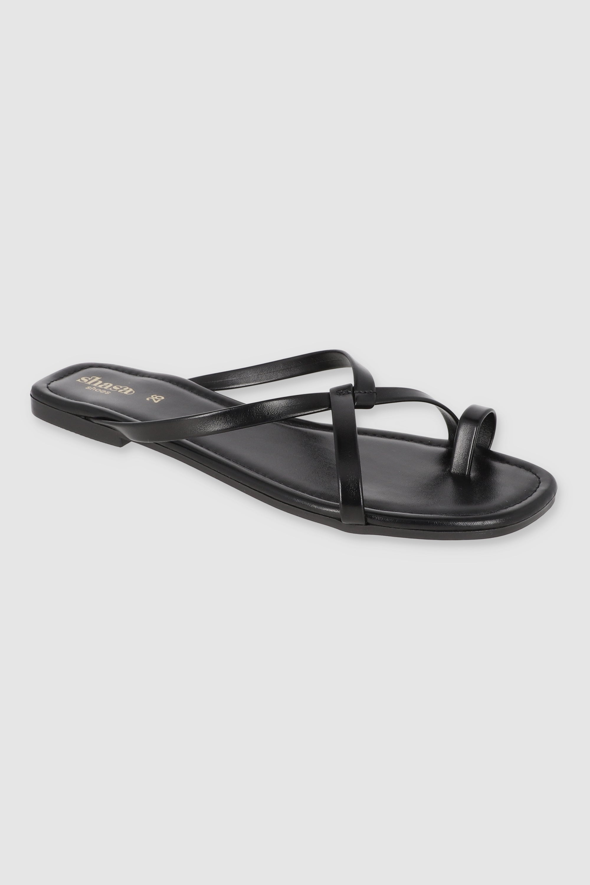 SANDALIAS ANILLO COSTURA NEGRO