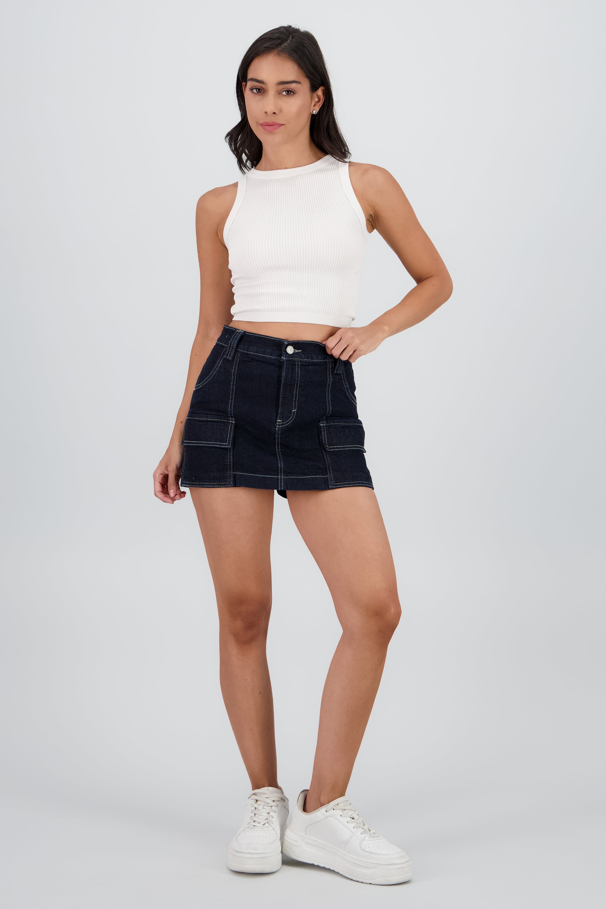 Falda short cargo cortes INDIGO